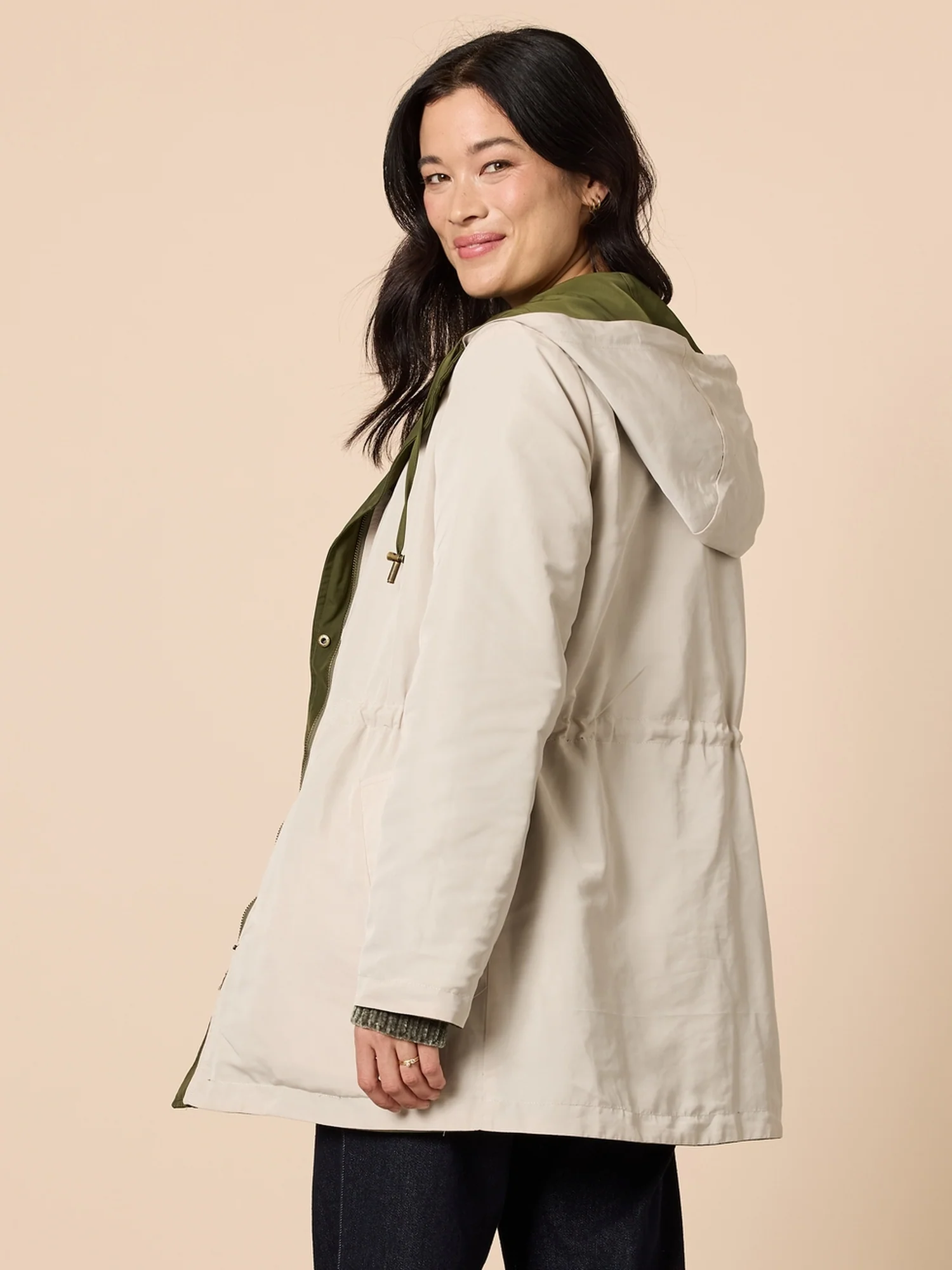 Highland Reversible Hooded Jacket - Khaki Natural - Image 4