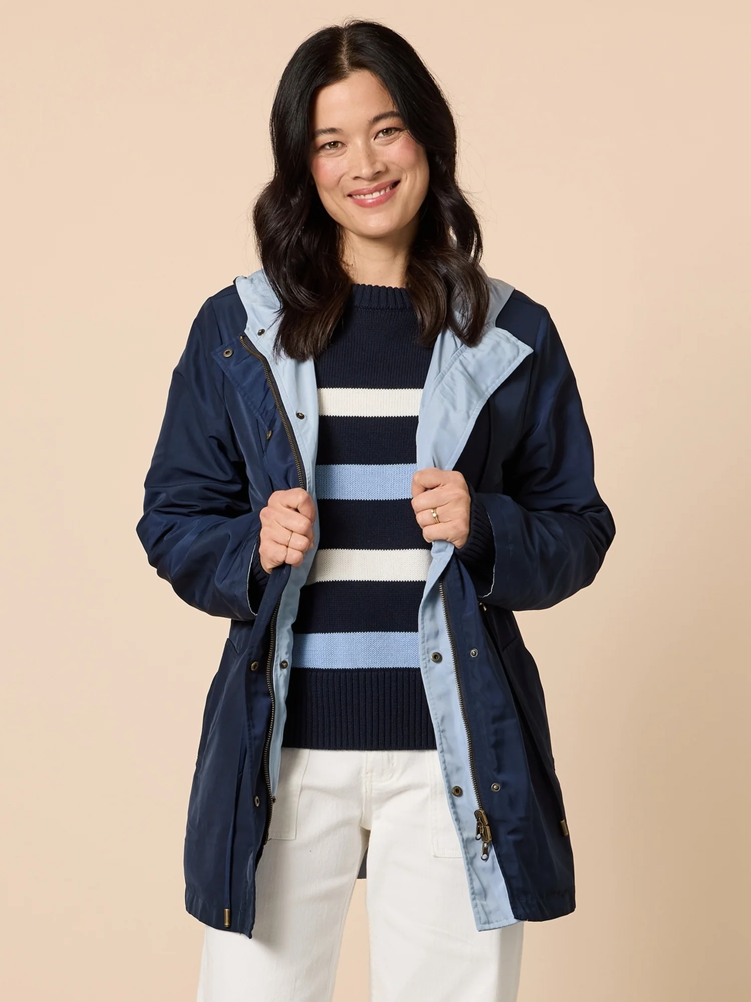 Highland Reversible Hooded Jacket - Navy Blue