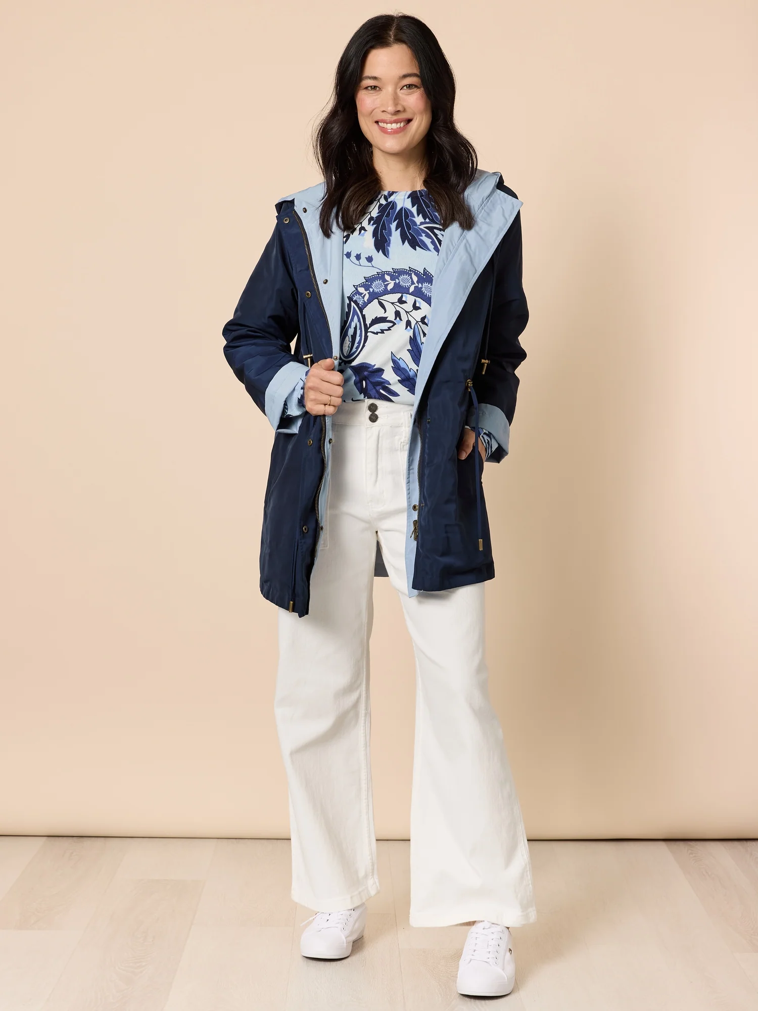 Highland Reversible Hooded Jacket - Navy Blue - Image 11