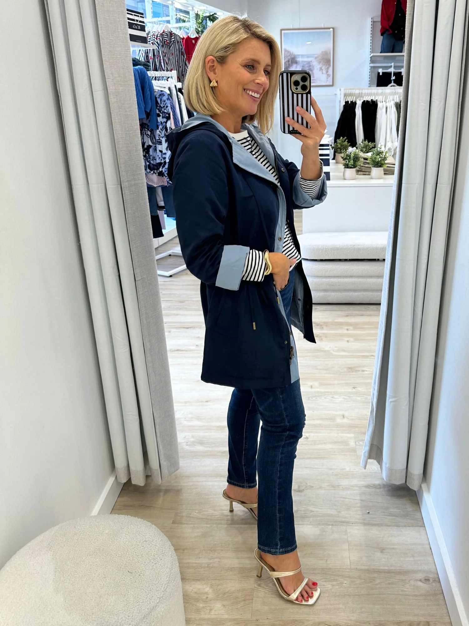 Highland Reversible Hooded Jacket - Navy Blue - Image 2