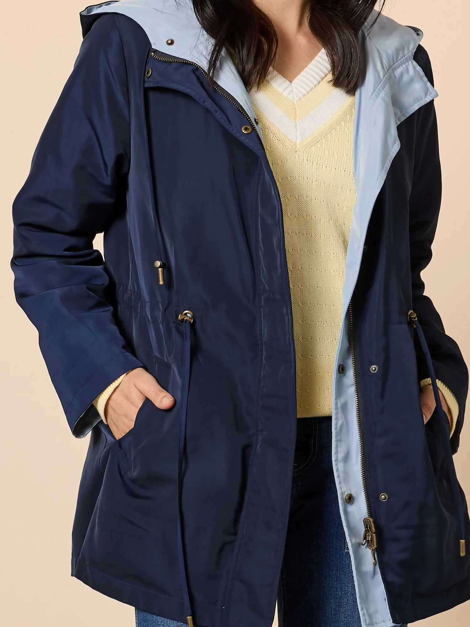 Highland Reversible Hooded Jacket - Navy Blue - Image 6
