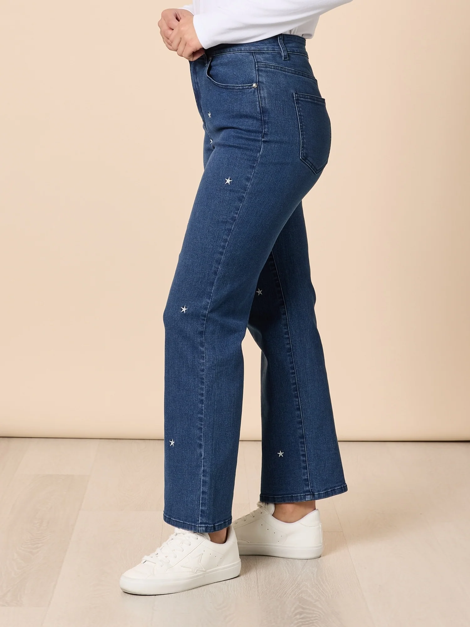 Hollywood Embroidered Star Straight Leg Jean - Denim - Image 4