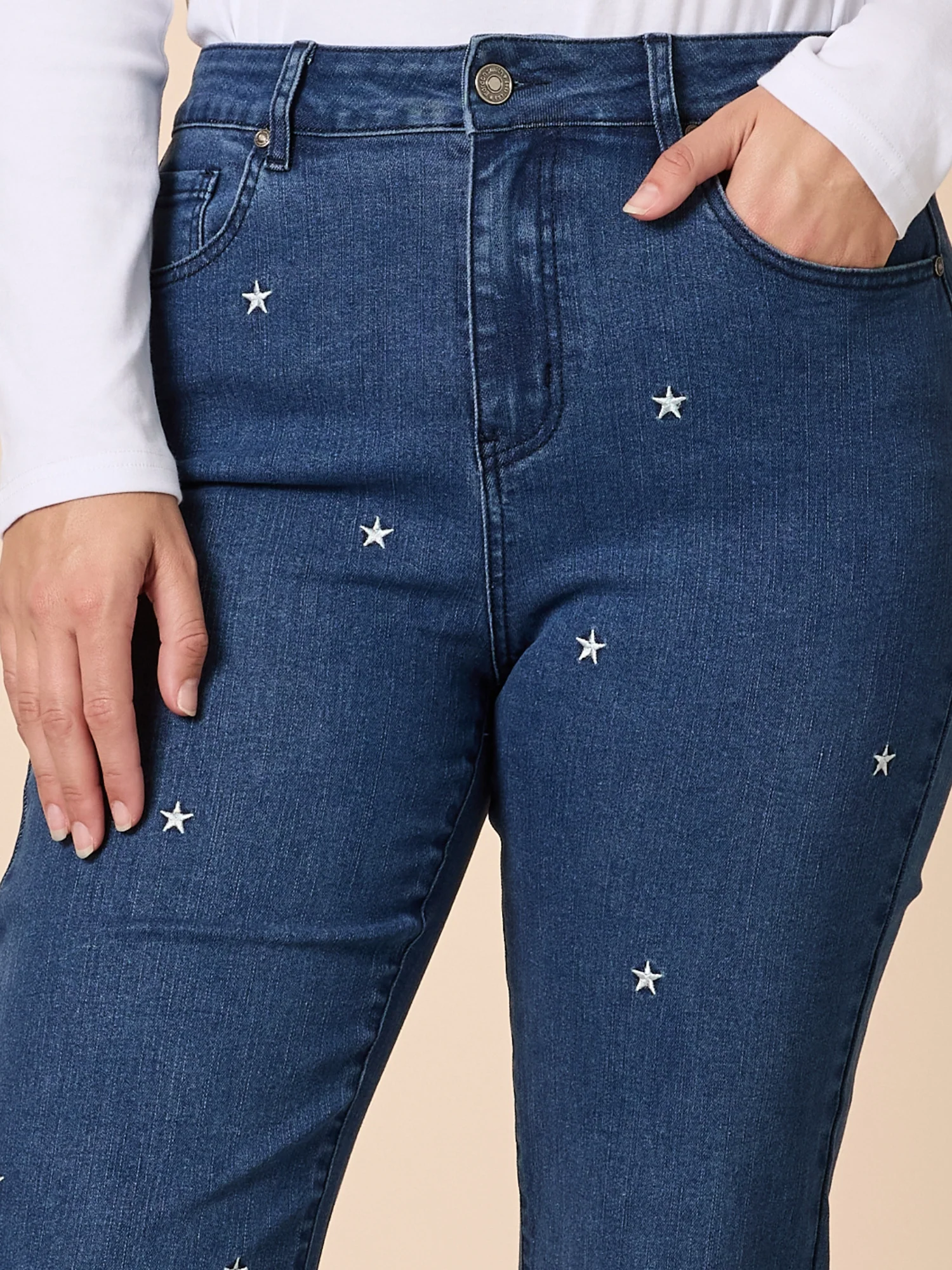 Hollywood Embroidered Star Straight Leg Jean - Denim - Image 6