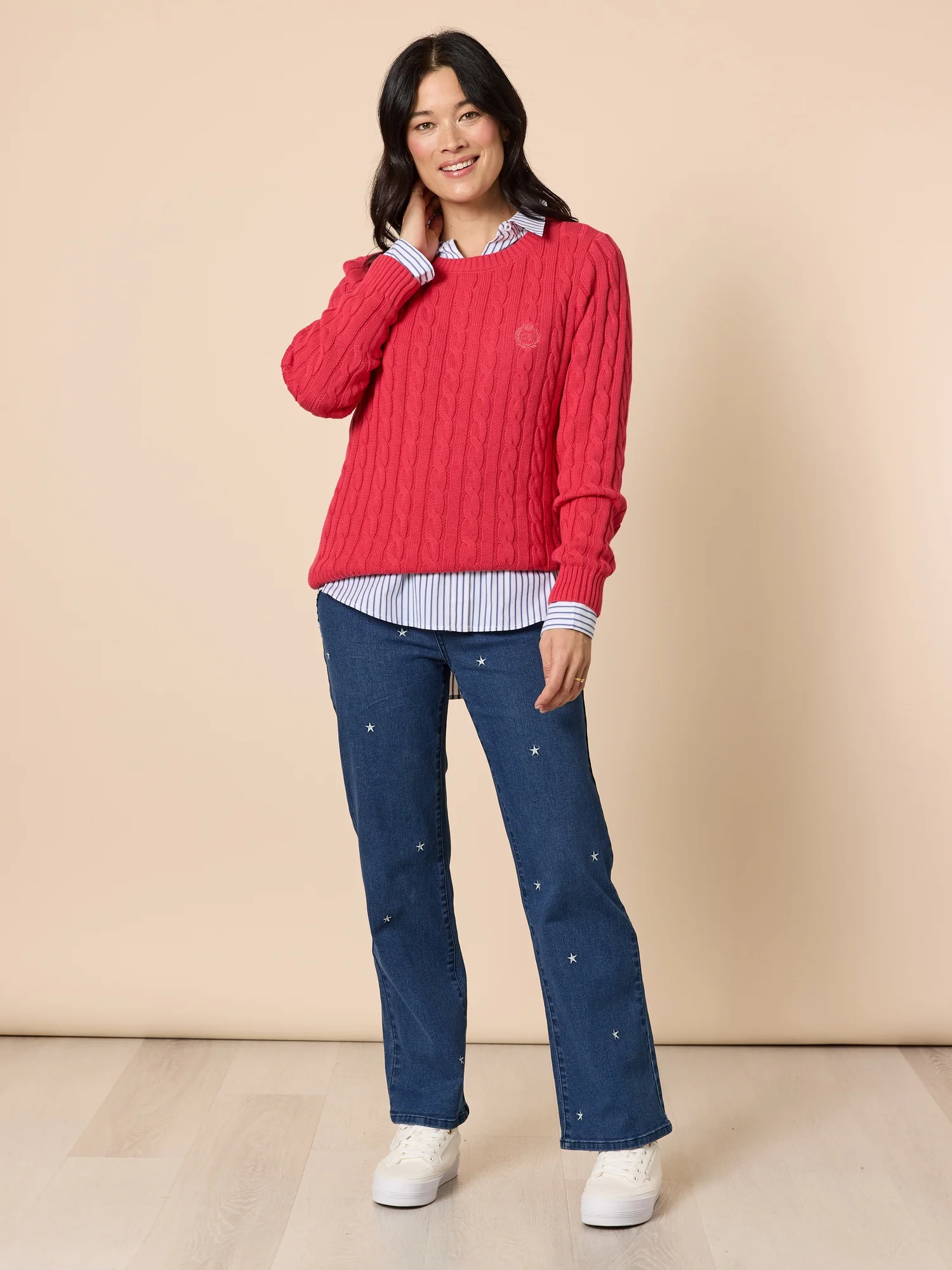 Hollywood Embroidered Star Straight Leg Jean - Denim - Image 7
