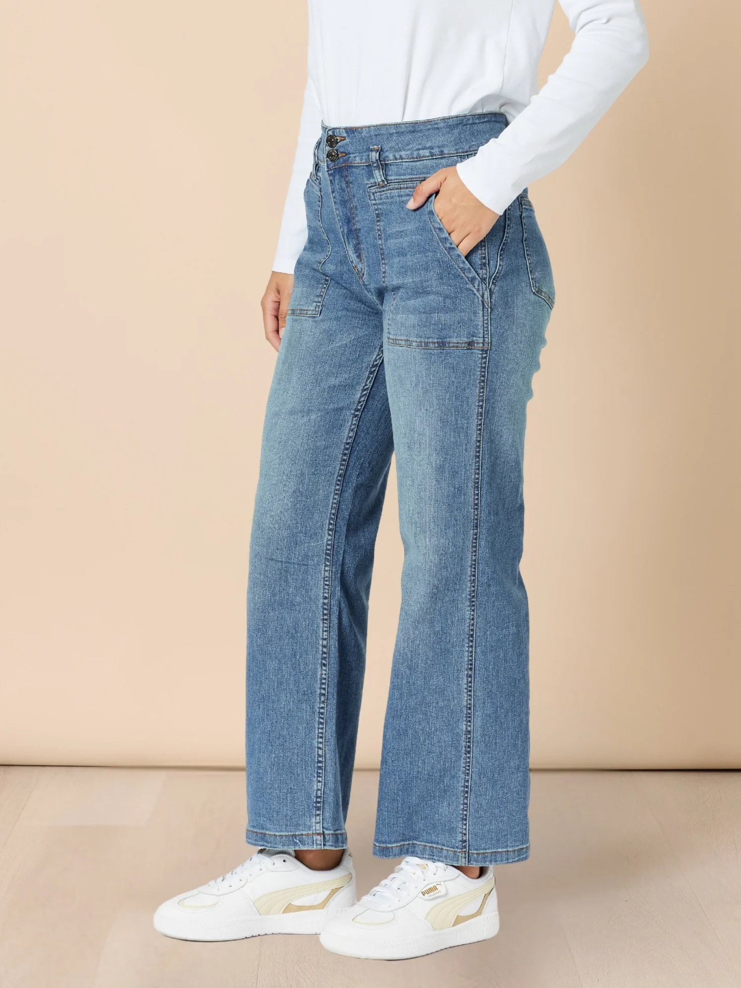 Hudson High Rise Wide Leg Jean - Denim - Image 4
