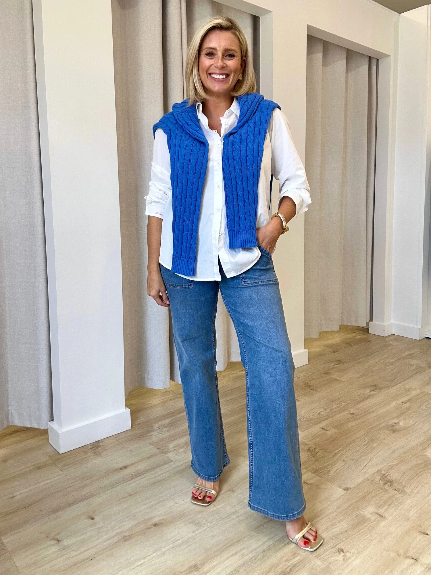 Hudson High Rise Wide Leg Jean - Denim - Image 7