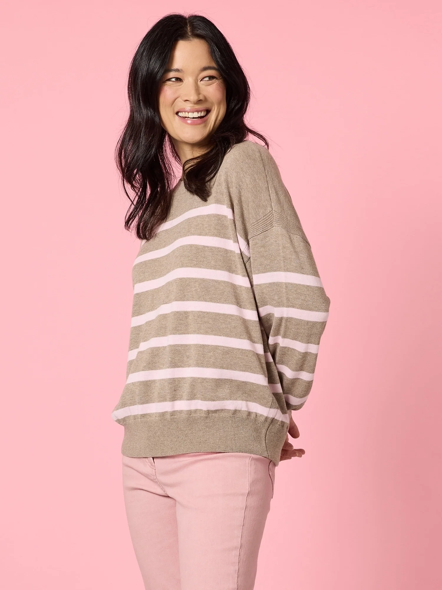 Idaho Stripe Print Knit - Natural Blush - Image 3