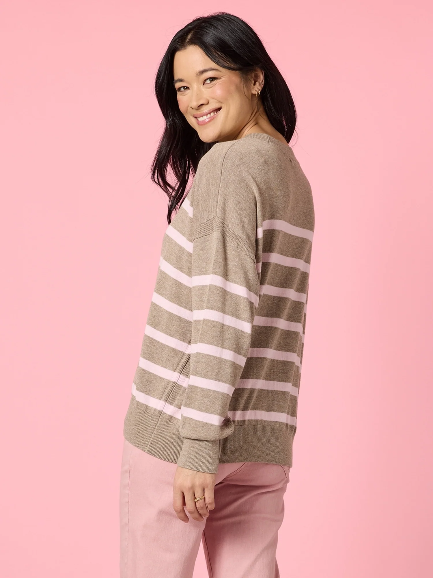 Idaho Stripe Print Knit - Natural Blush - Image 4