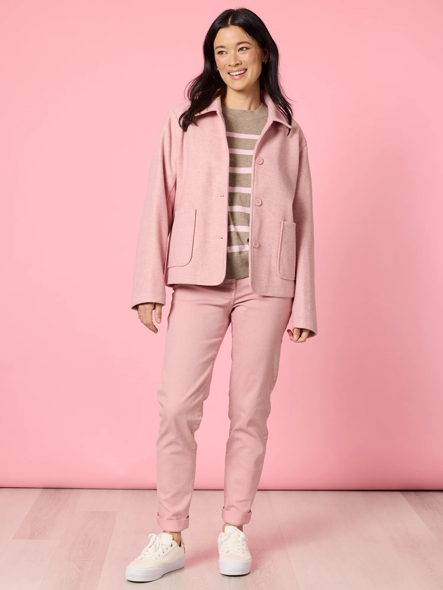 Idaho Stripe Print Knit - Natural Blush - Image 7
