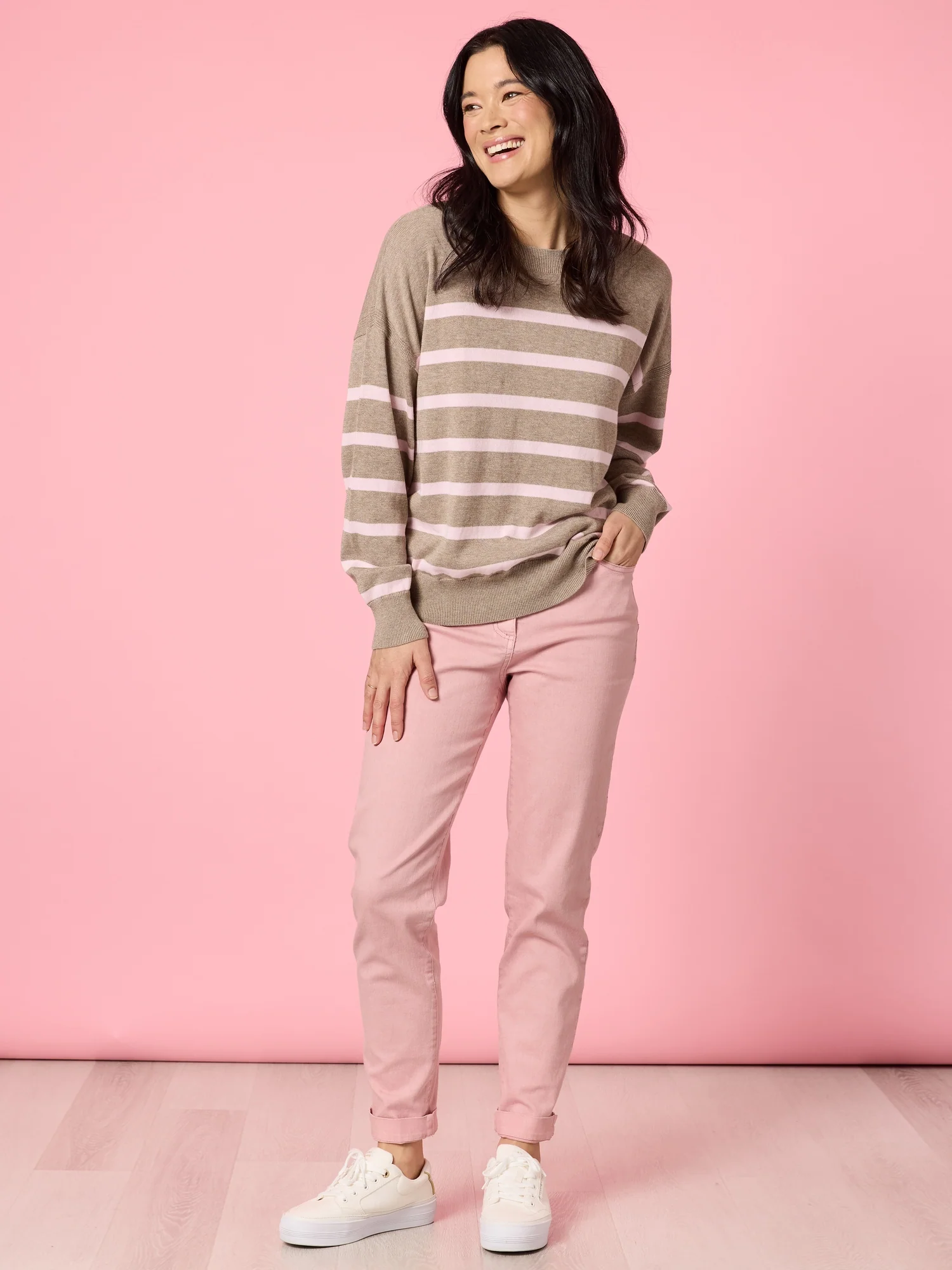 Idaho Stripe Print Knit - Natural Blush - Image 9