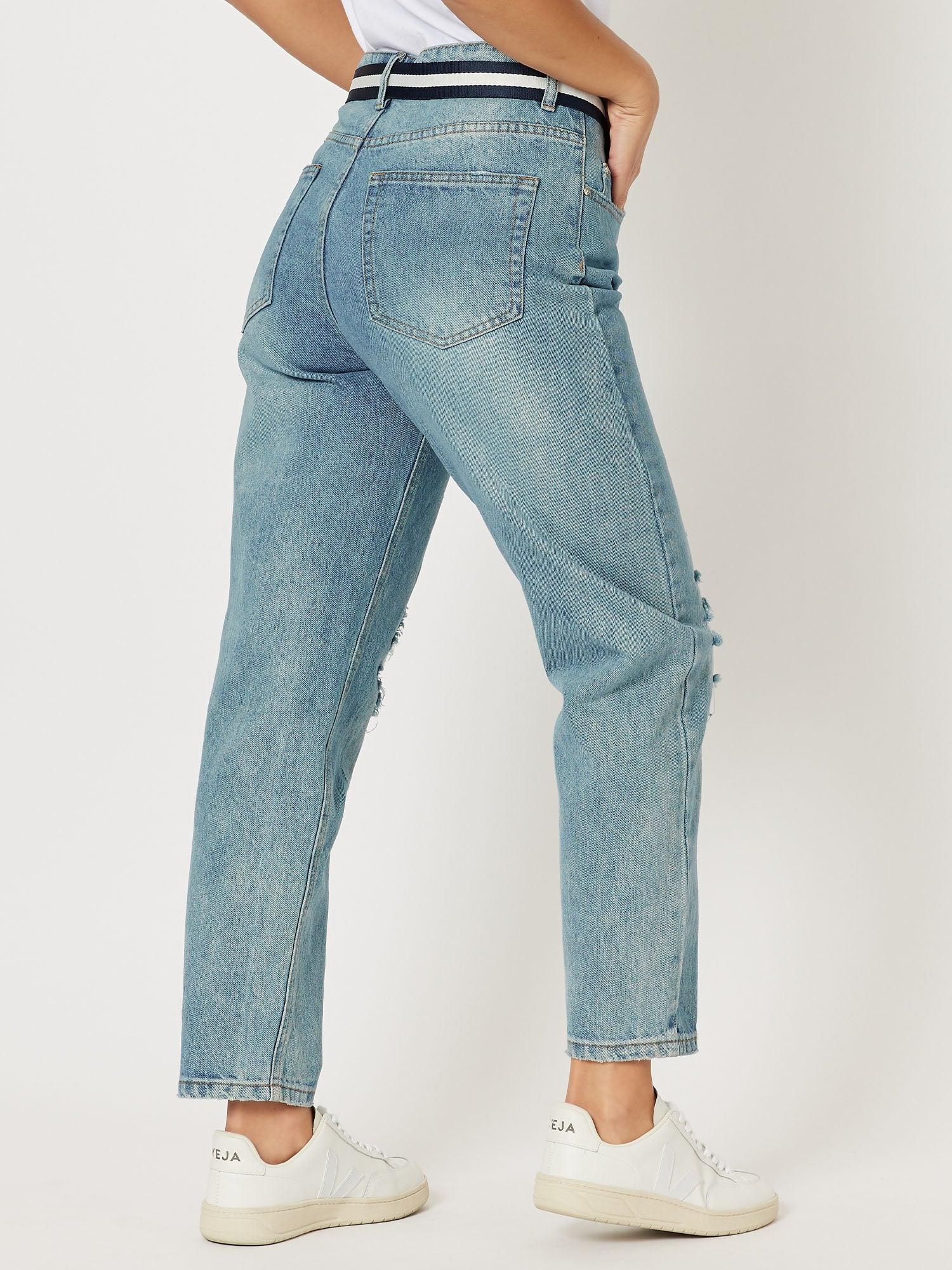 Ivy Ripped High Rise Relaxed Mom Jean - Denim - Image 3