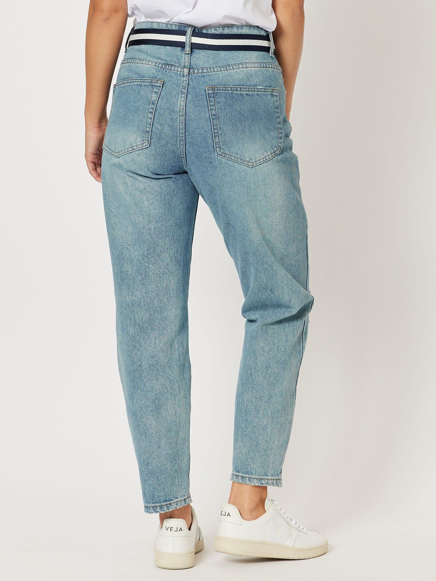 Ivy Ripped High Rise Relaxed Mom Jean - Denim - Image 4