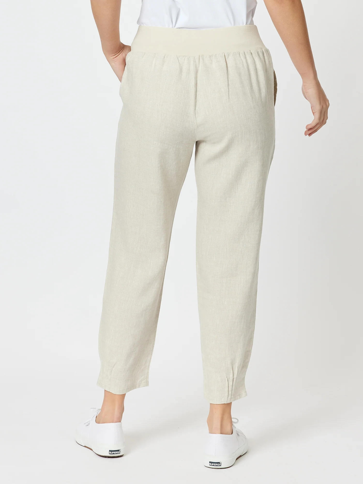 Sarah Linen Pleat Hem Pant - Natural - Image 10
