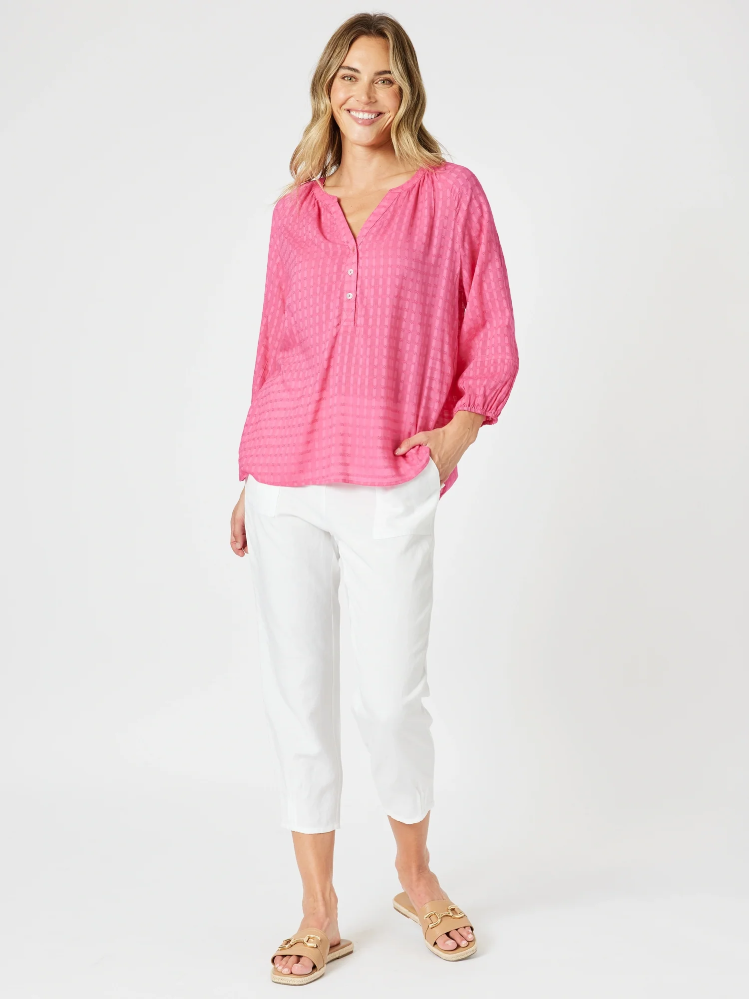 Sarah Linen Pleat Hem Pant - White - Image 15