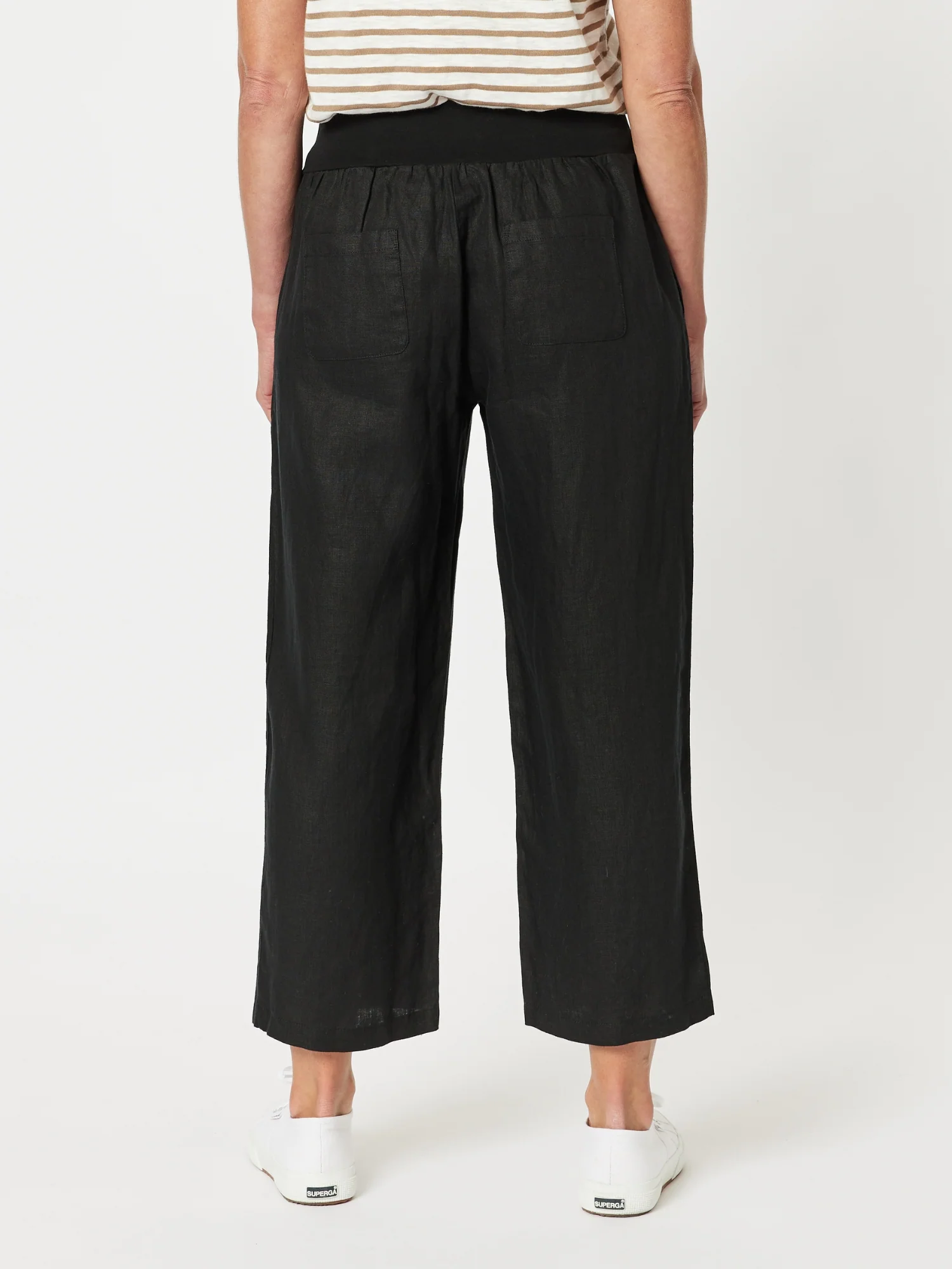 Lara Linen Wide Leg Pant - Black - Image 10