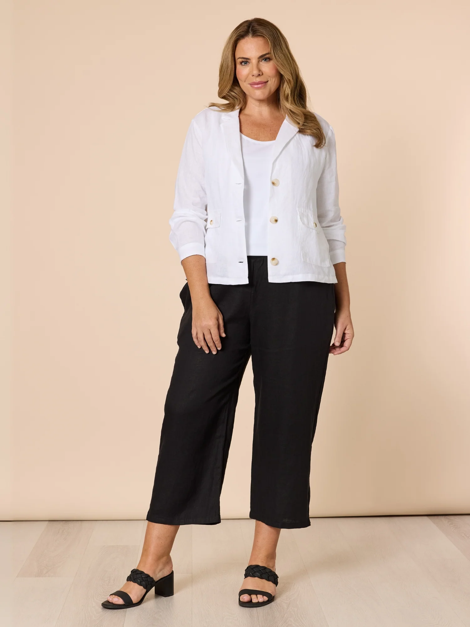 Lara Linen Wide Leg Pant - Black - Image 2