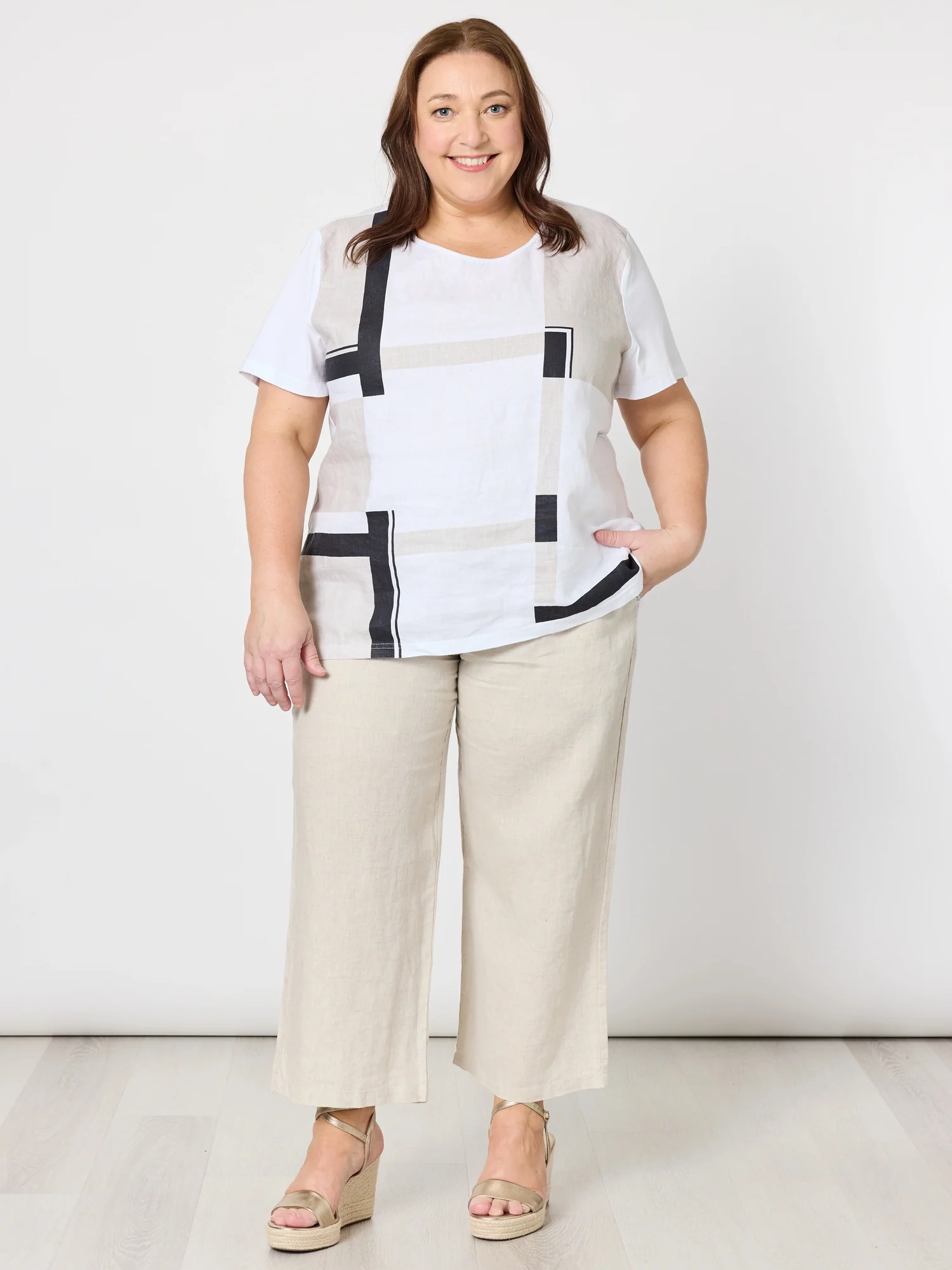 Lara Linen Wide Leg Pant - Natural - Image 4