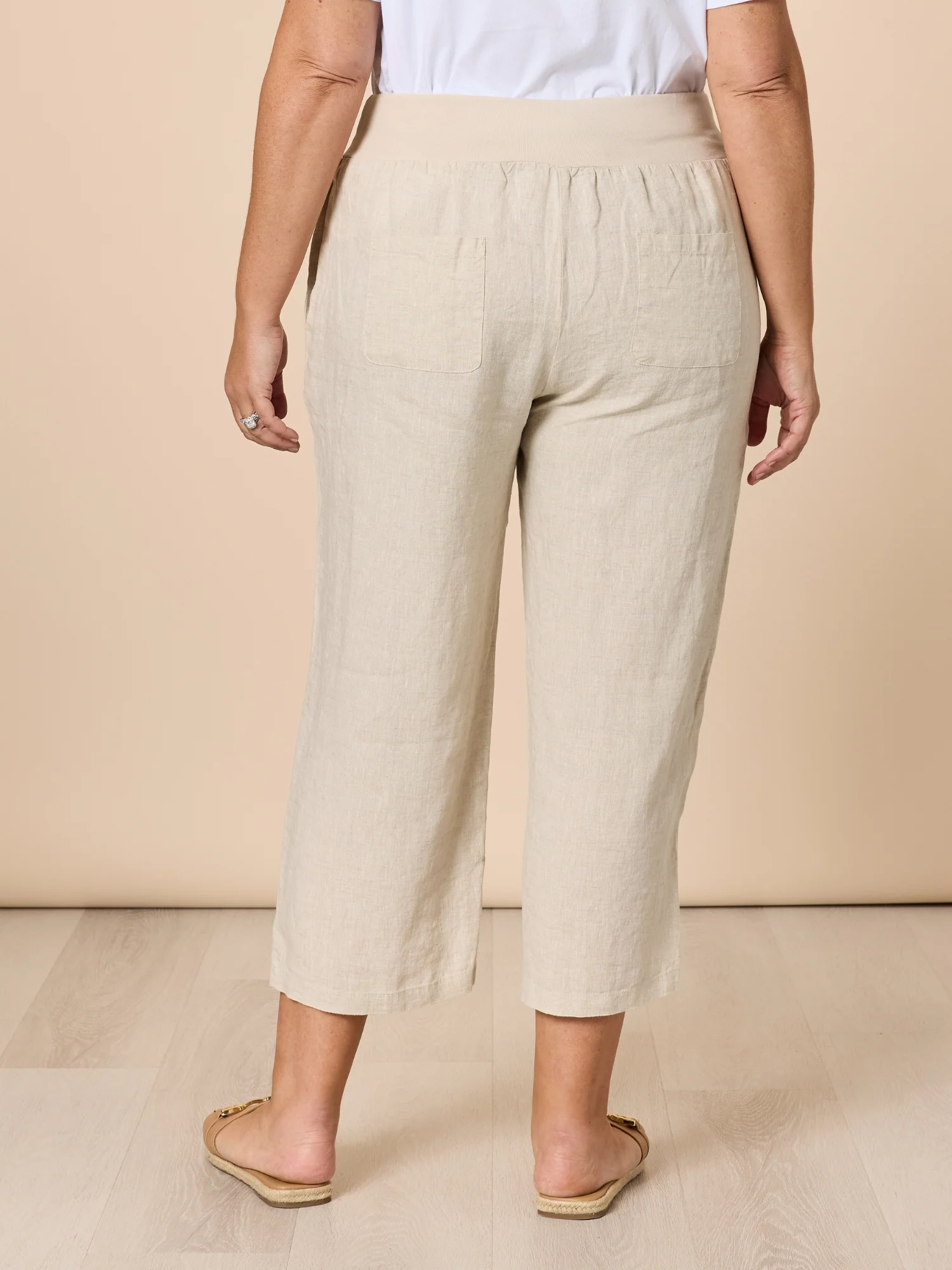 Lara Linen Wide Leg Pant - Natural - Image 7