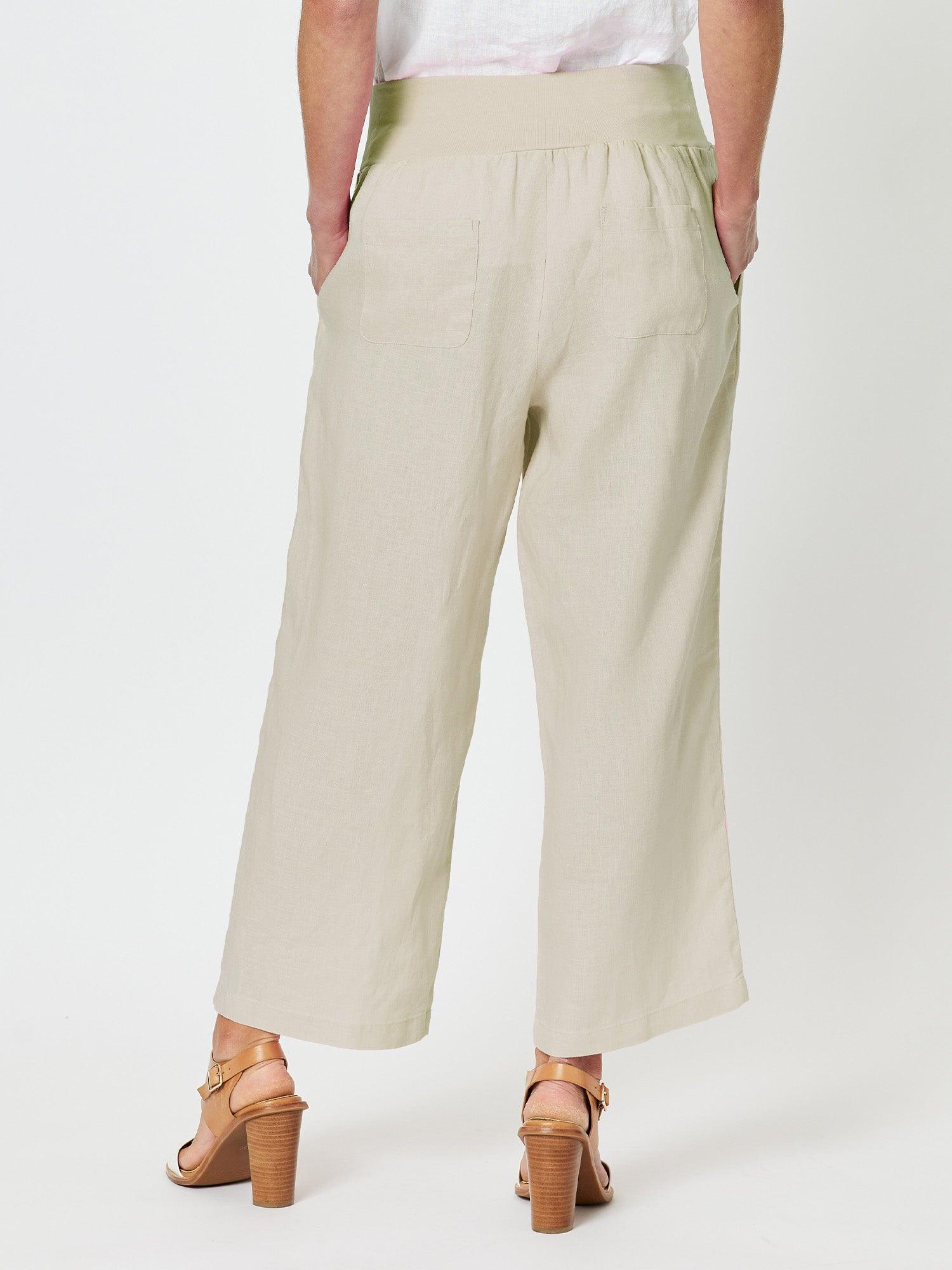 Lara Linen Wide Leg Pant - Natural - Image 8