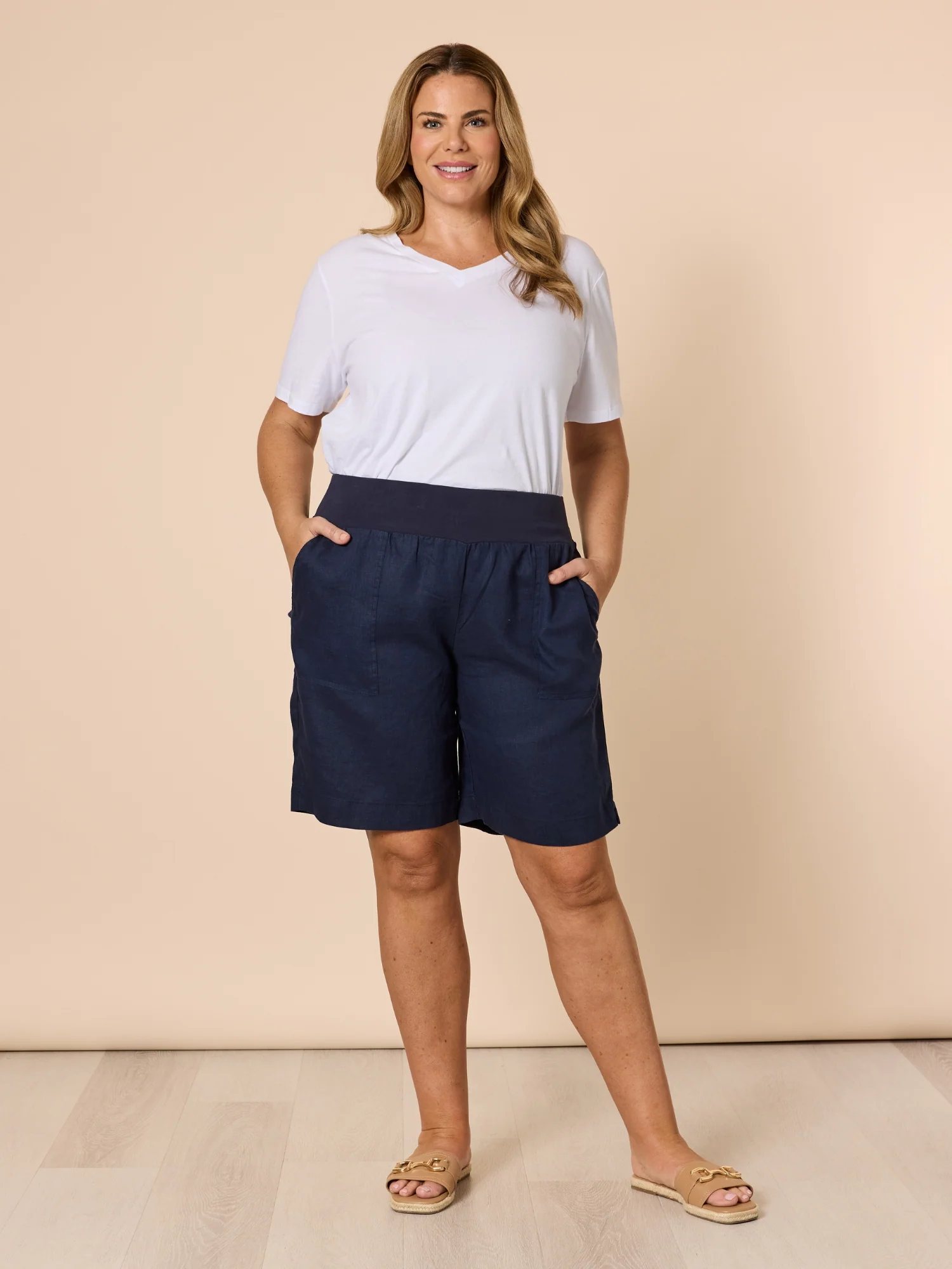 Jordan Linen Short - Navy - Image 2