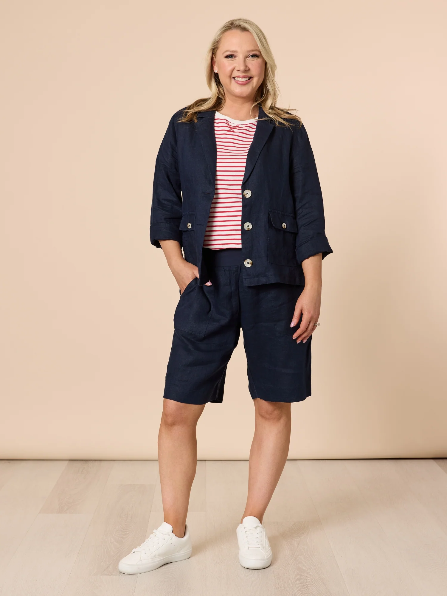 Jordan Linen Short - Navy - Image 3