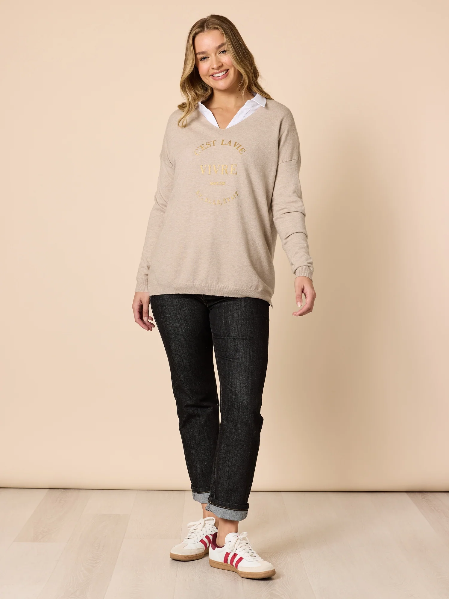 Julia Jersey Sleeve Shirt - White - Image 5