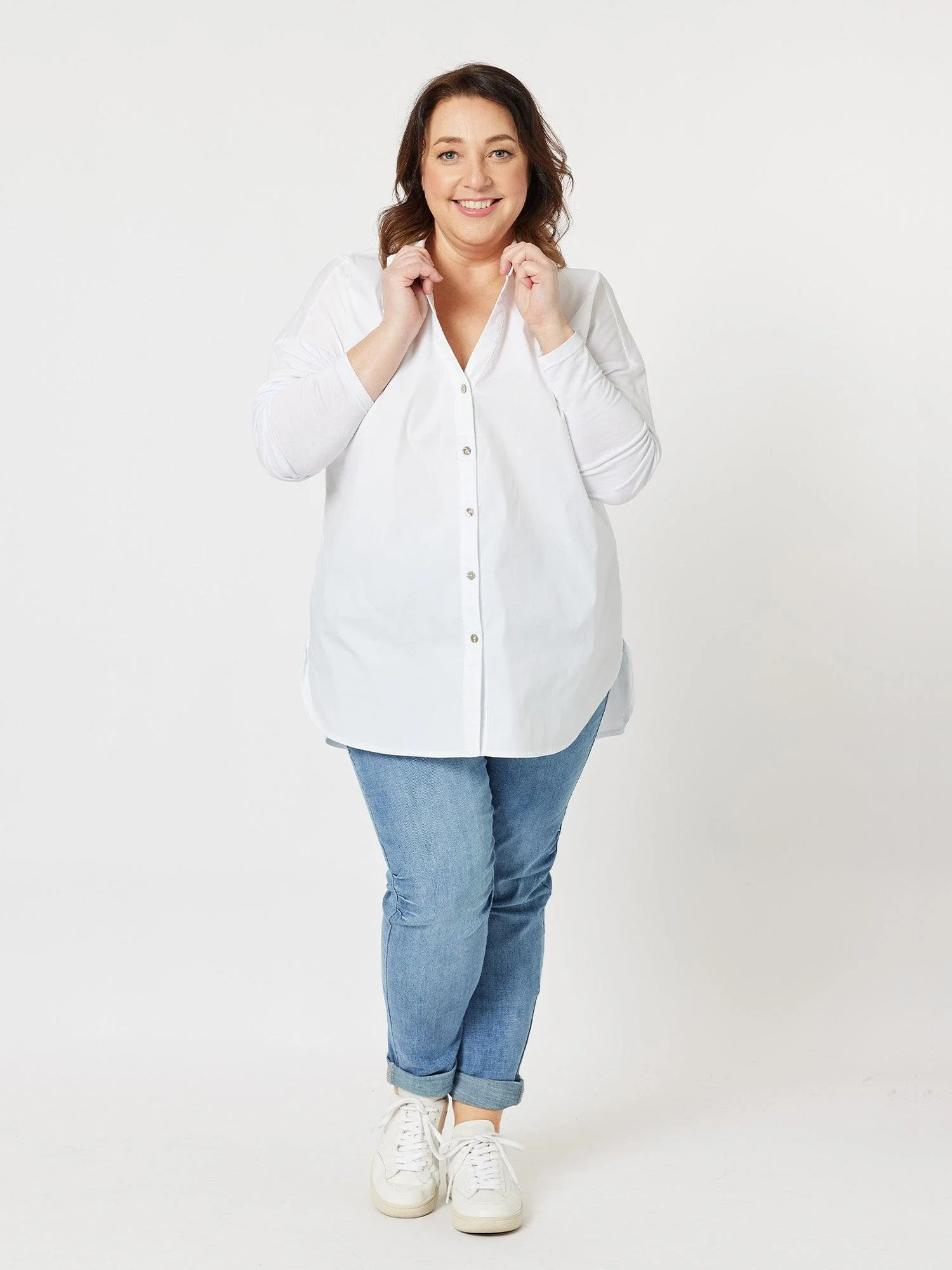 Julia Jersey Sleeve Shirt - White - Image 7