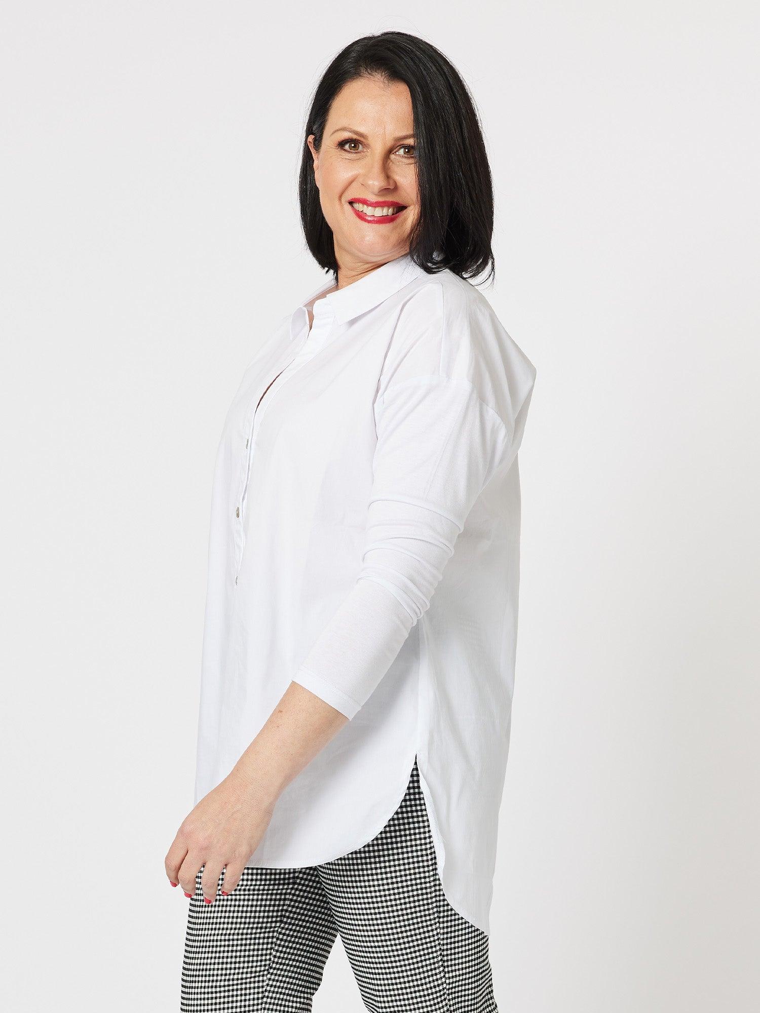 Julia Jersey Sleeve Shirt - White - Image 8