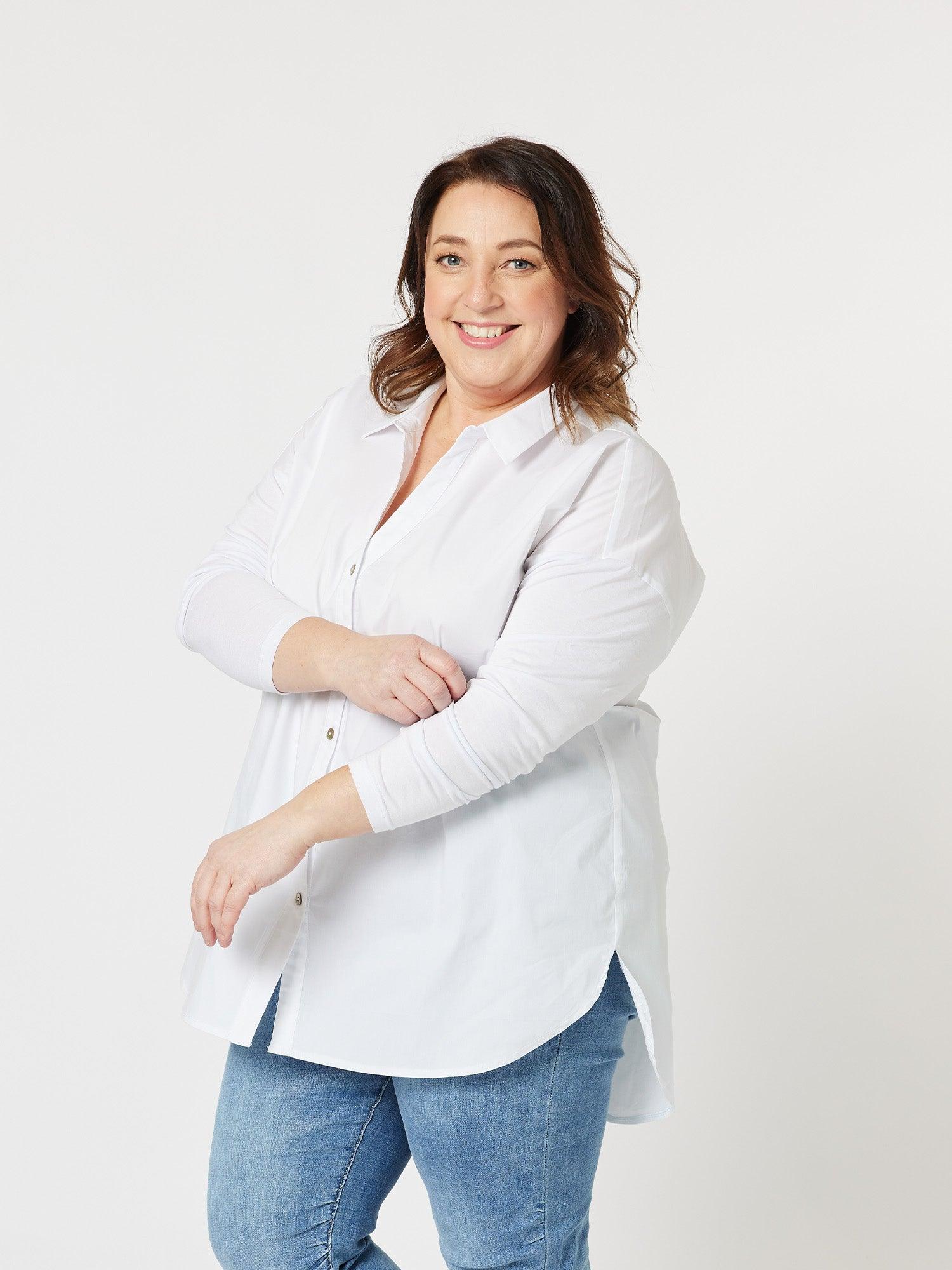 Julia Jersey Sleeve Shirt - White - Image 9