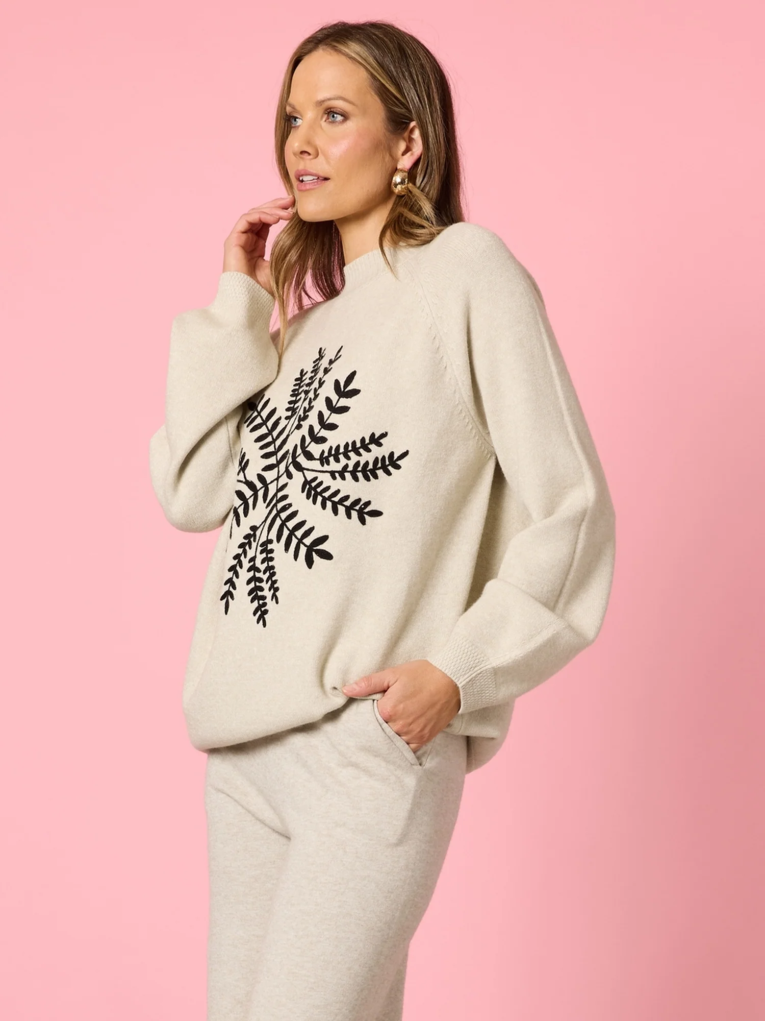 Juliet Floral Print Knit - Natural - Image 3