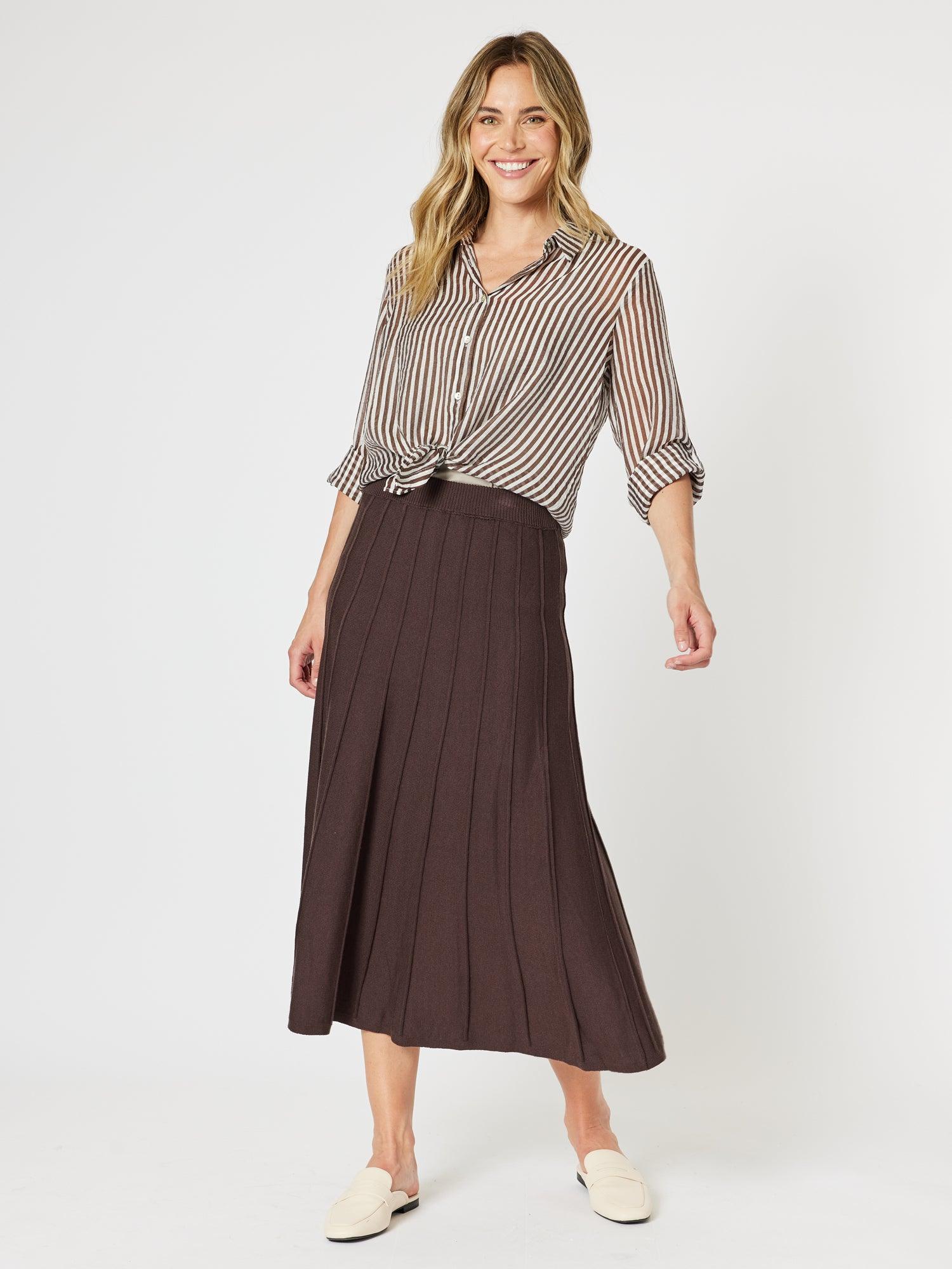 Kate Long Knit Skirt - Chocolate - Image 4