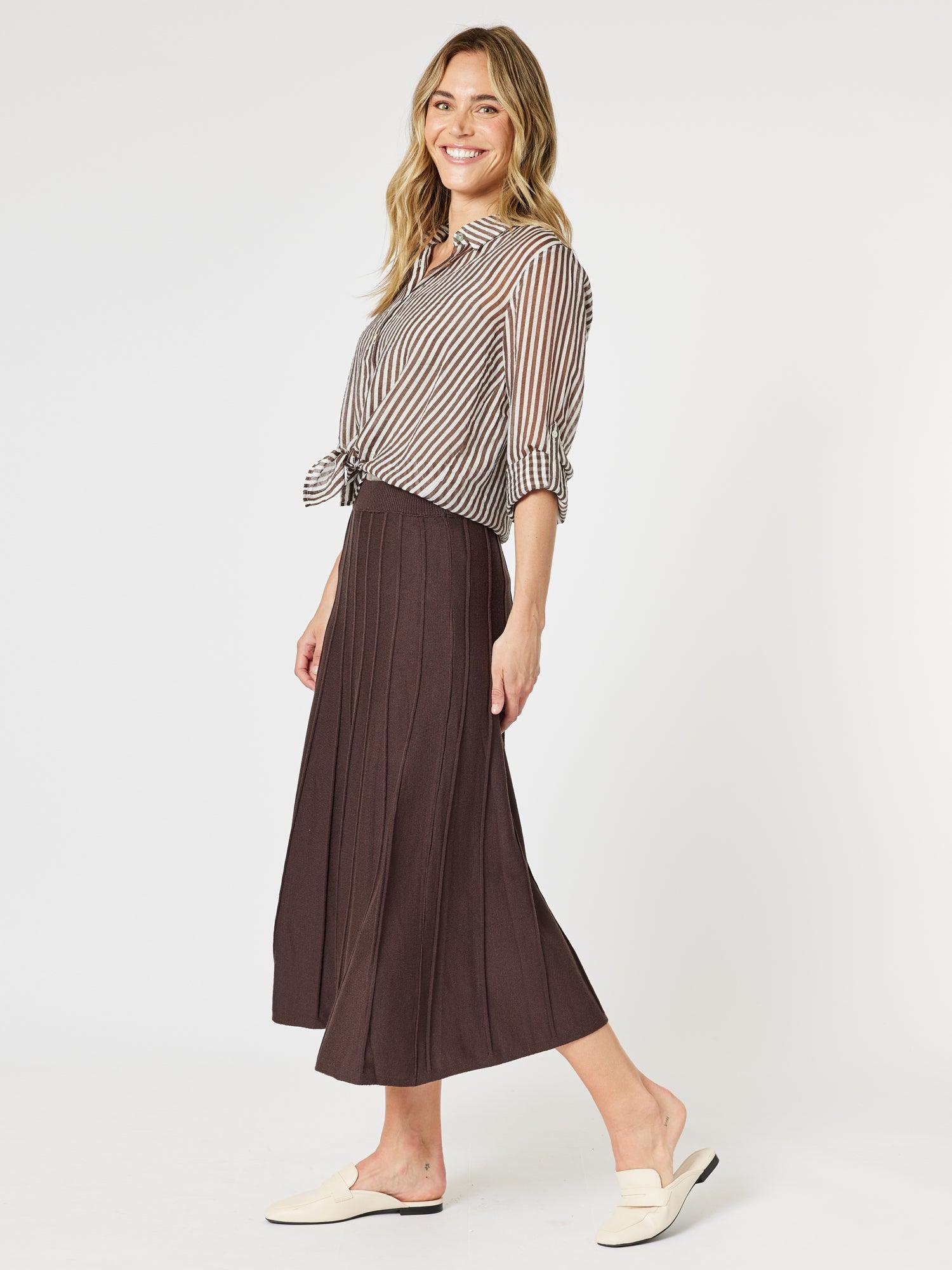 Kate Long Knit Skirt - Chocolate - Image 6