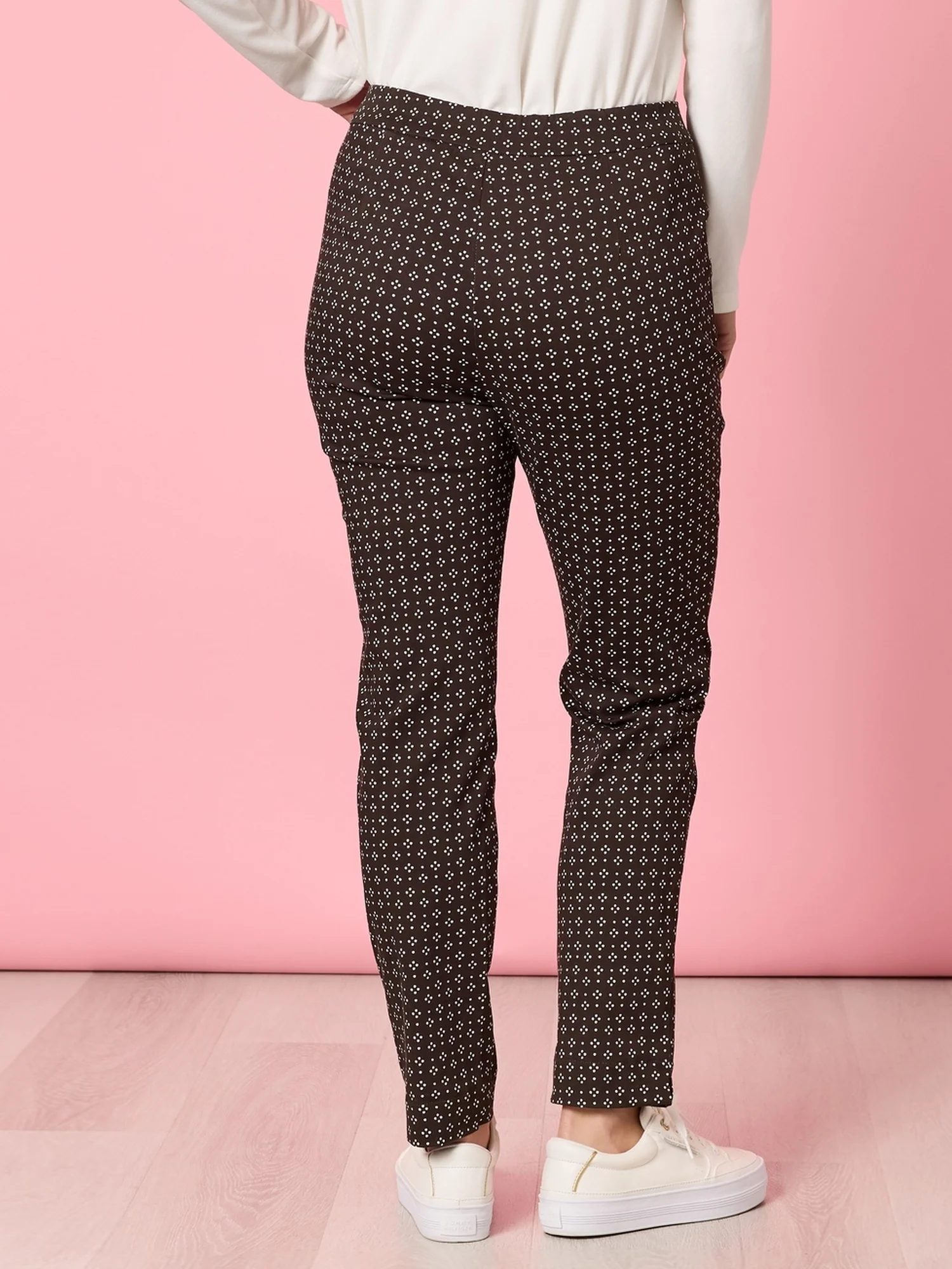 Kelly Print Slim Leg Pant - Coffee - Image 5