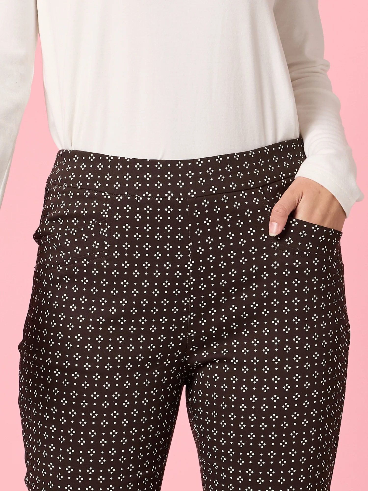 Kelly Print Slim Leg Pant - Coffee - Image 6