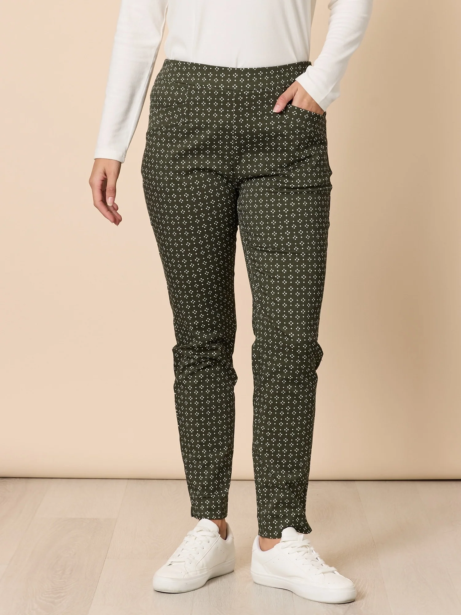 Kelly Print Slim Leg Pant - Khaki - Image 3