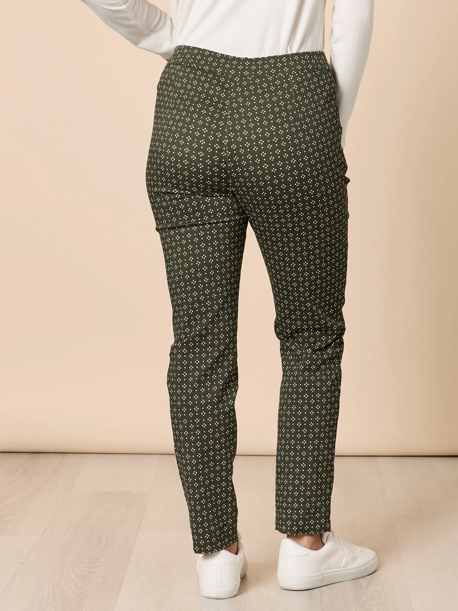 Kelly Print Slim Leg Pant - Khaki - Image 4
