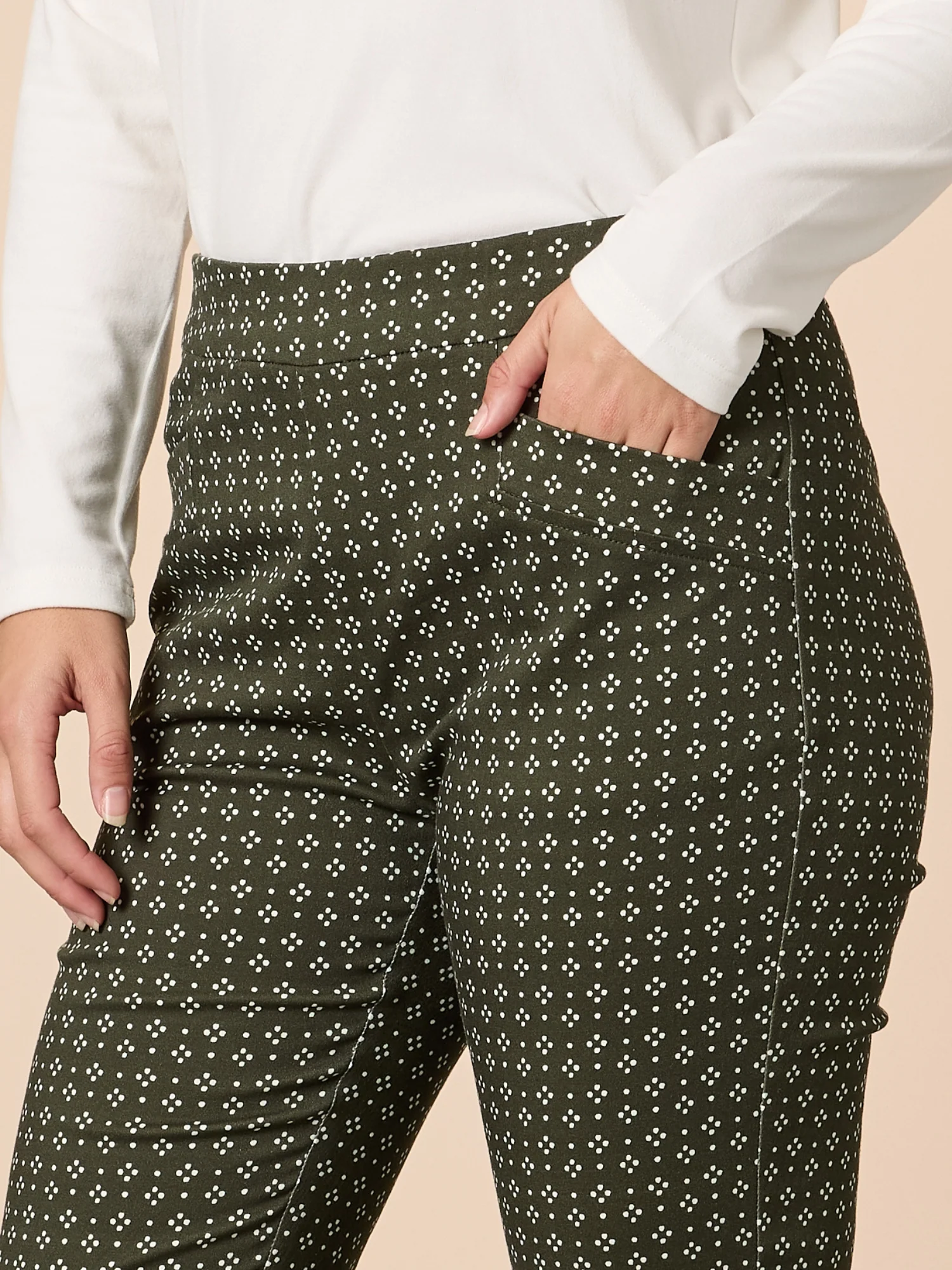 Kelly Print Slim Leg Pant - Khaki - Image 5