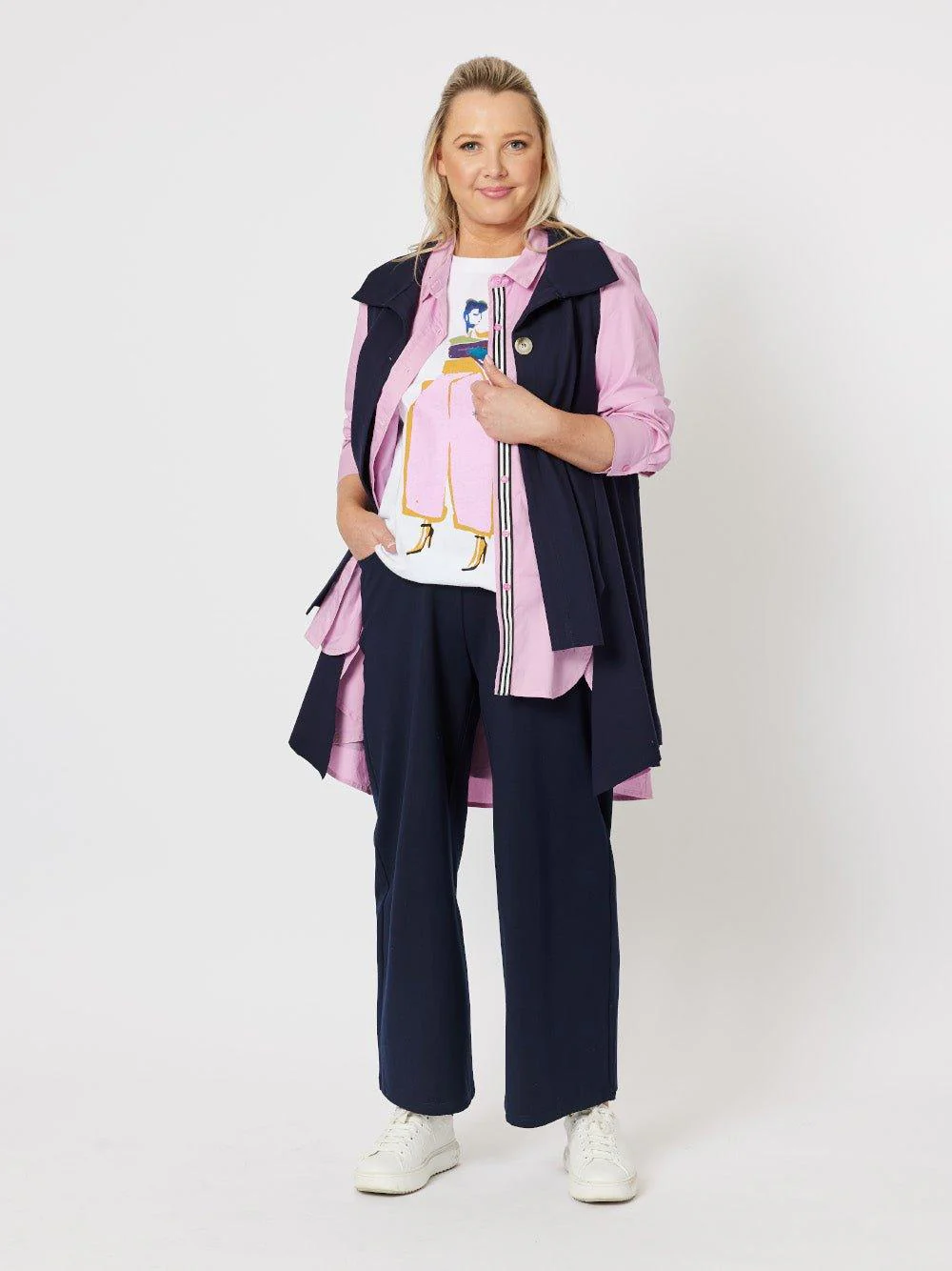 Kimmy Ponte Vest - Navy - Image 3