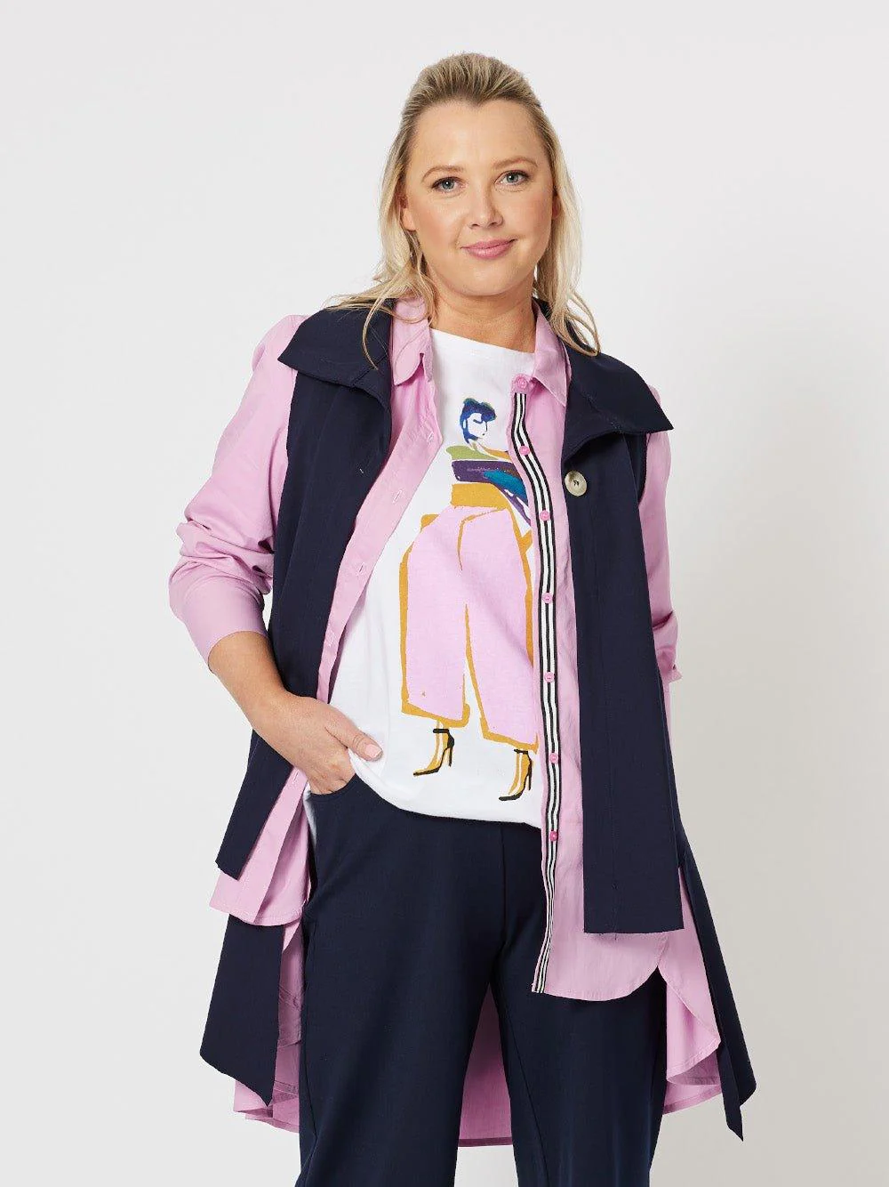 Kimmy Ponte Vest - Navy - Image 4