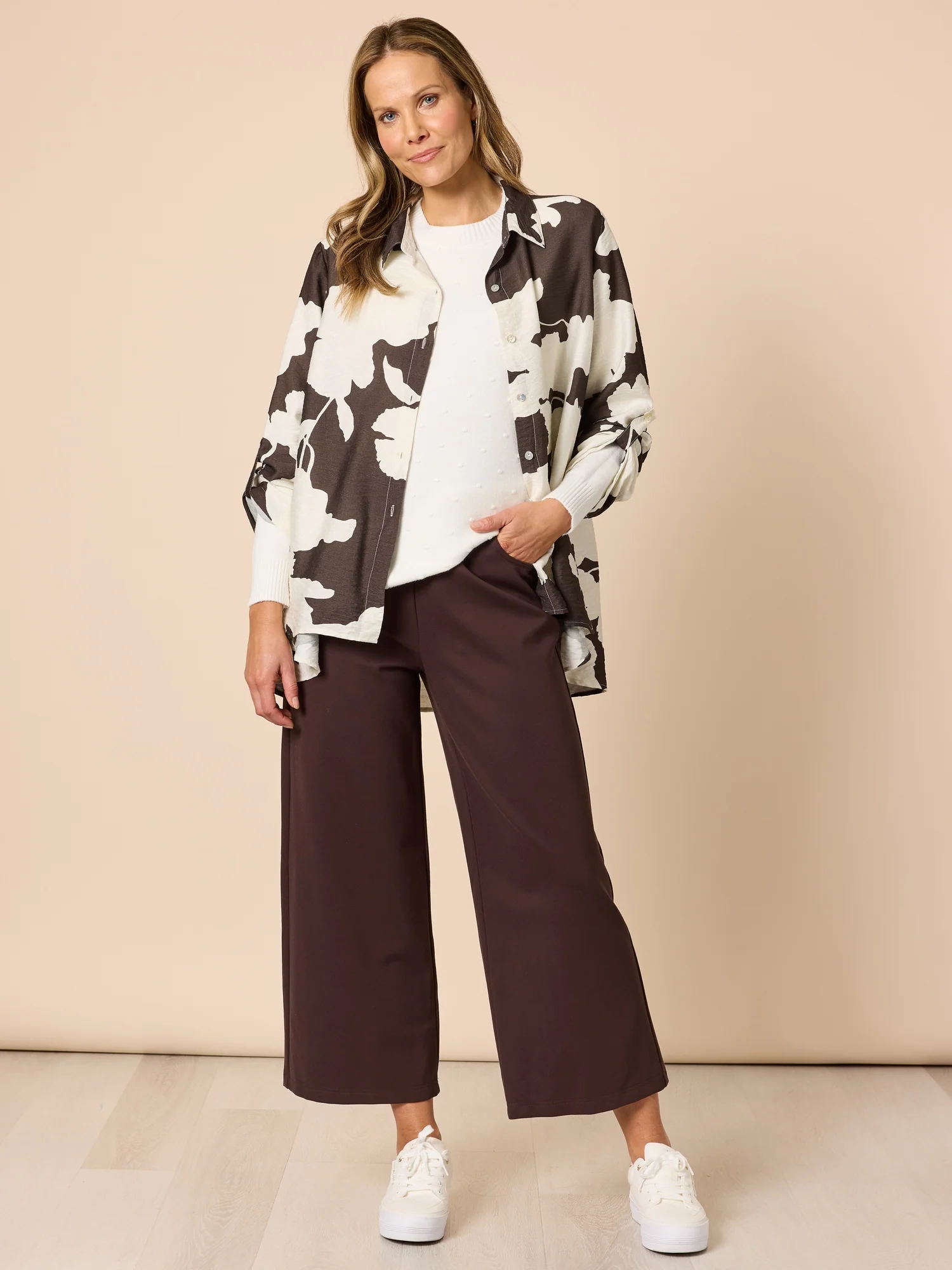 Kimmy Ponte Wide Leg Pant - Coffee - Image 3