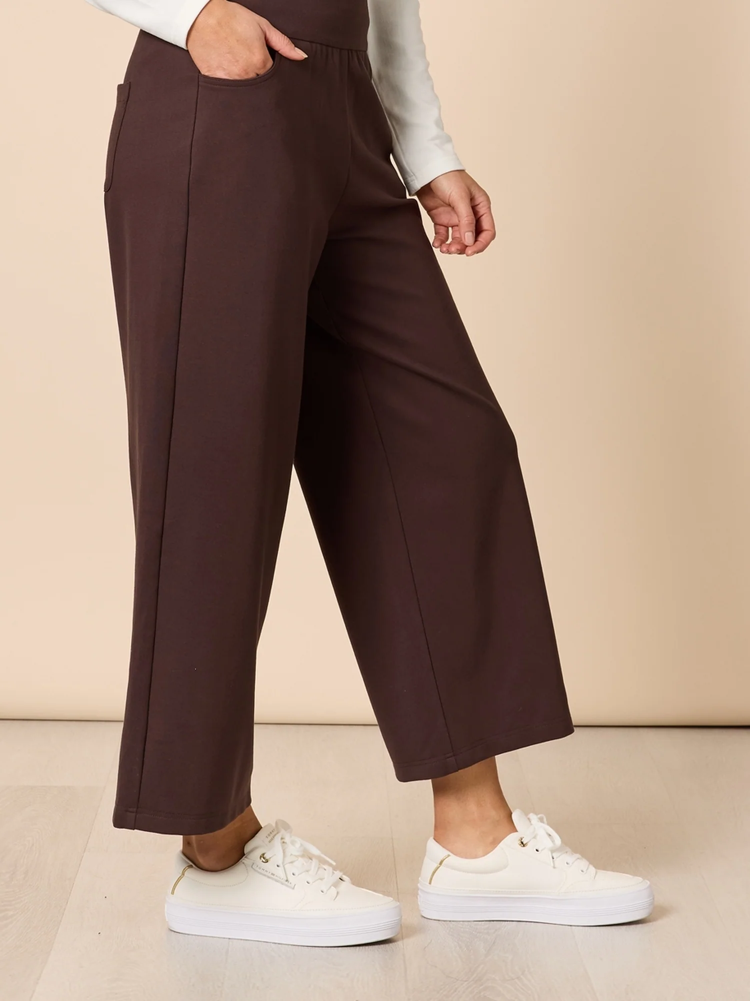 Kimmy Ponte Wide Leg Pant - Coffee - Image 4