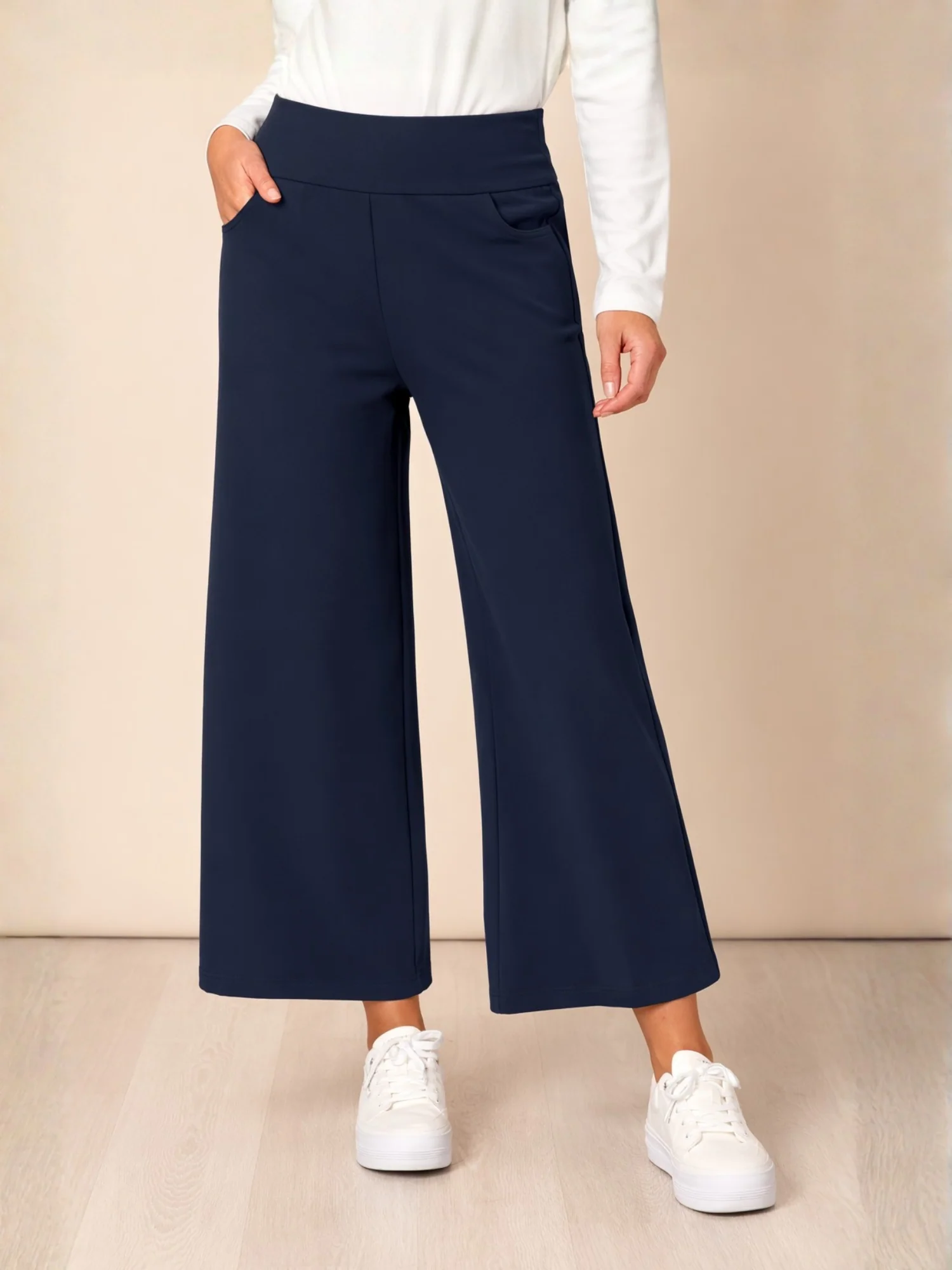Kimmy Ponte Wide Leg Pant - Navy