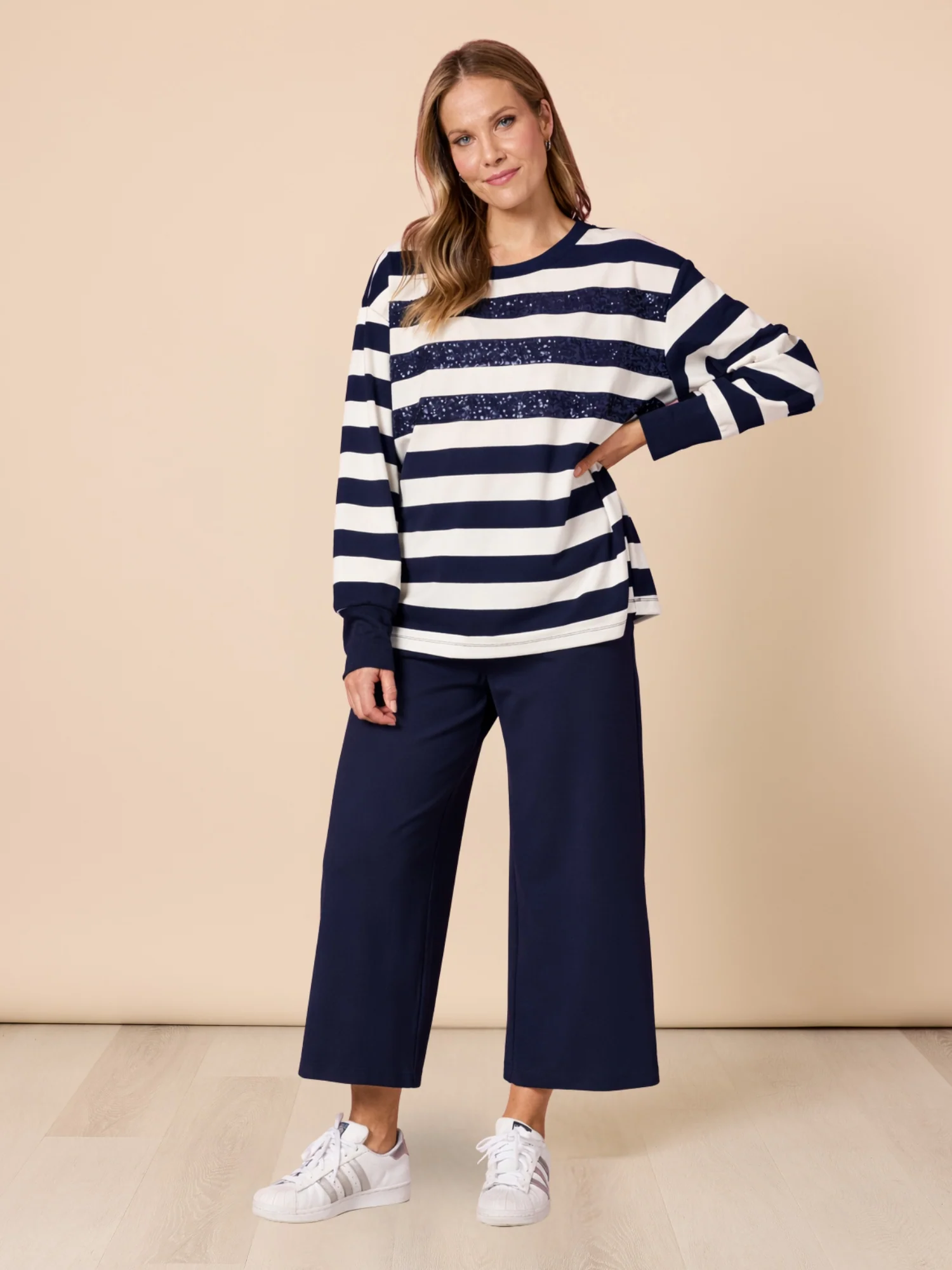 Kimmy Ponte Wide Leg Pant - Navy - Image 2