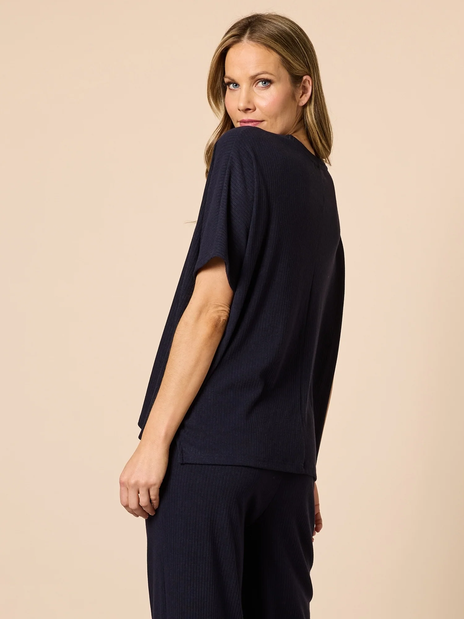 Le Lounge Ribbed Top - Navy - Image 3