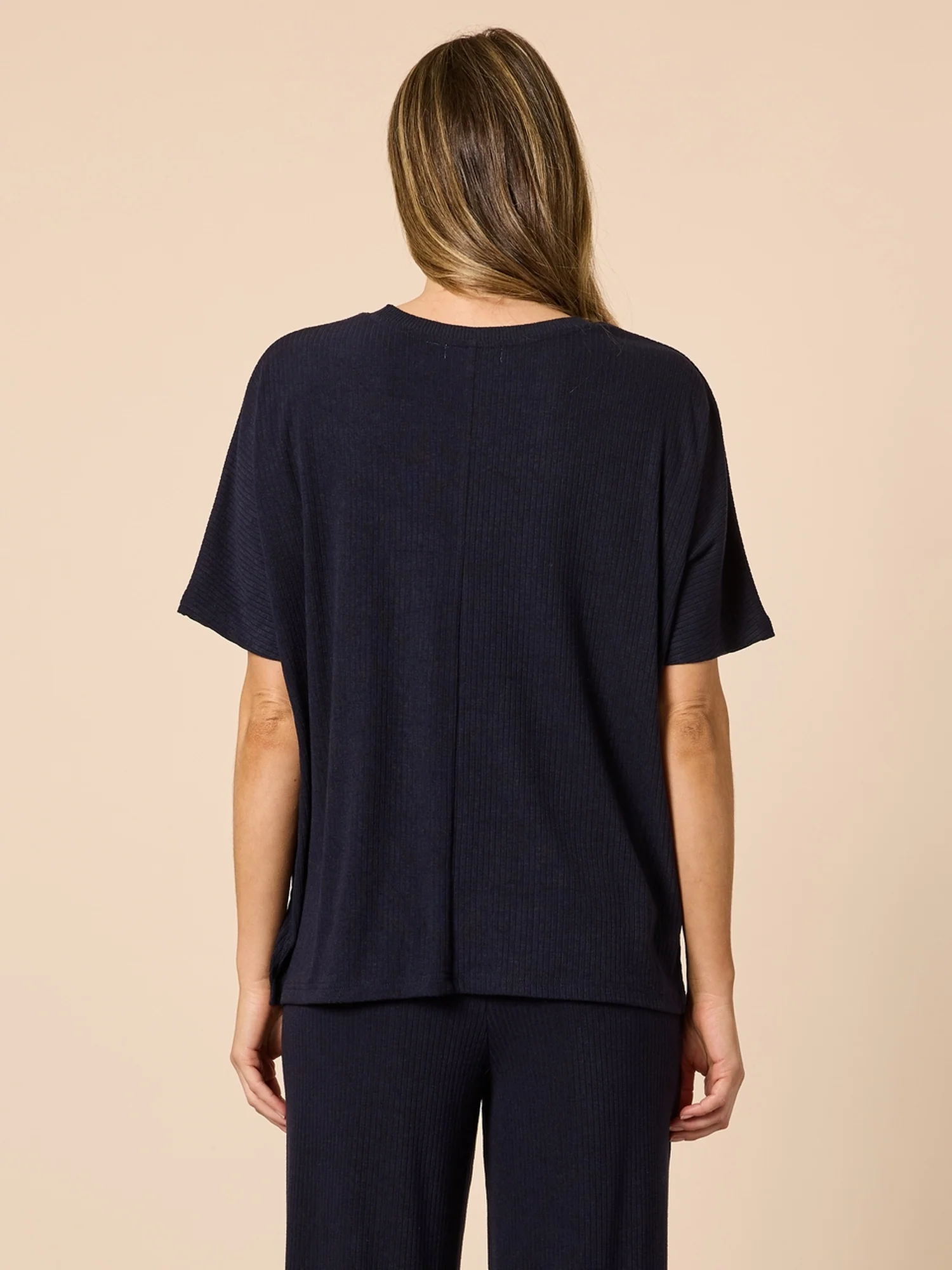 Le Lounge Ribbed Top - Navy - Image 4