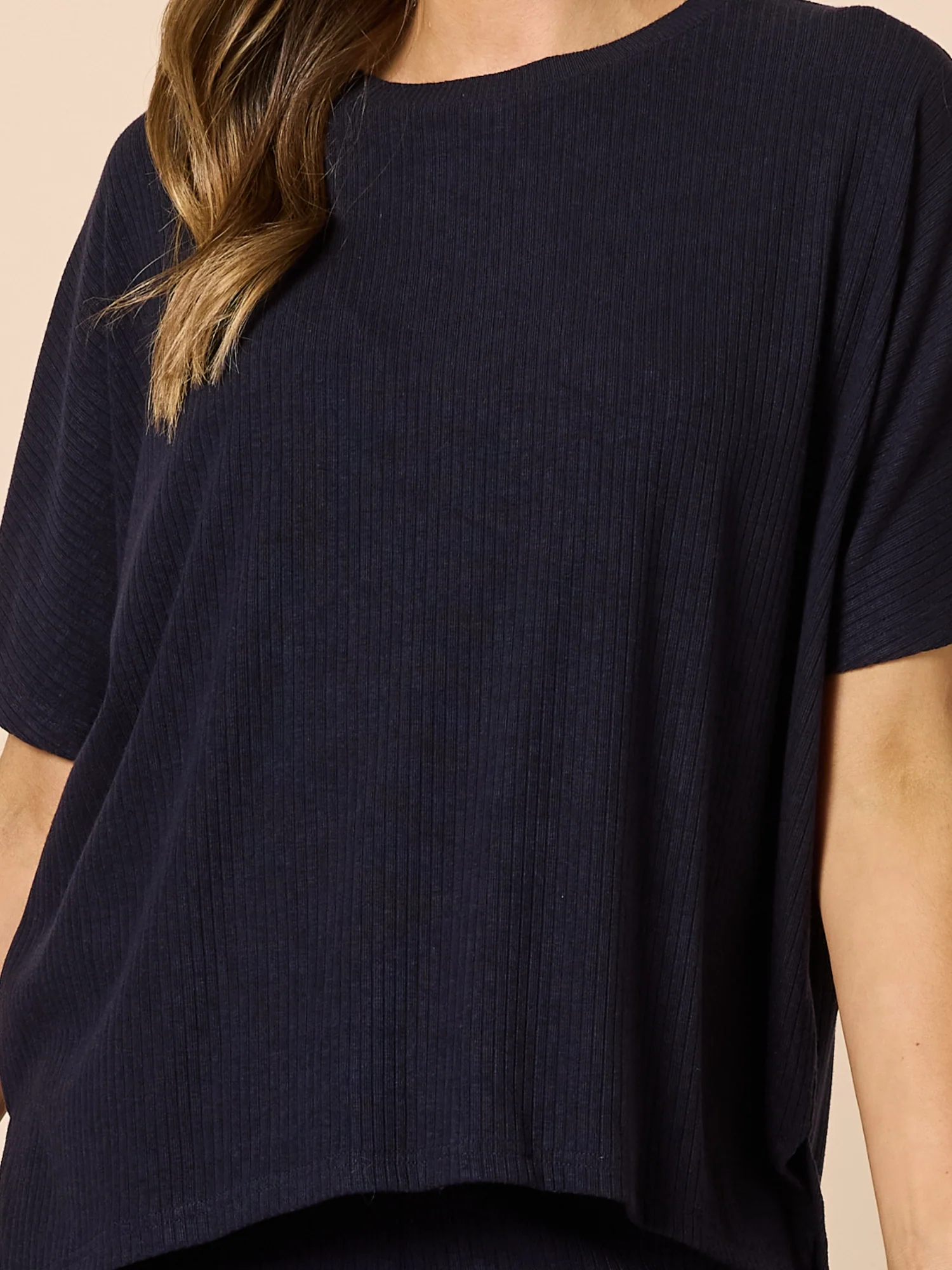 Le Lounge Ribbed Top - Navy - Image 5