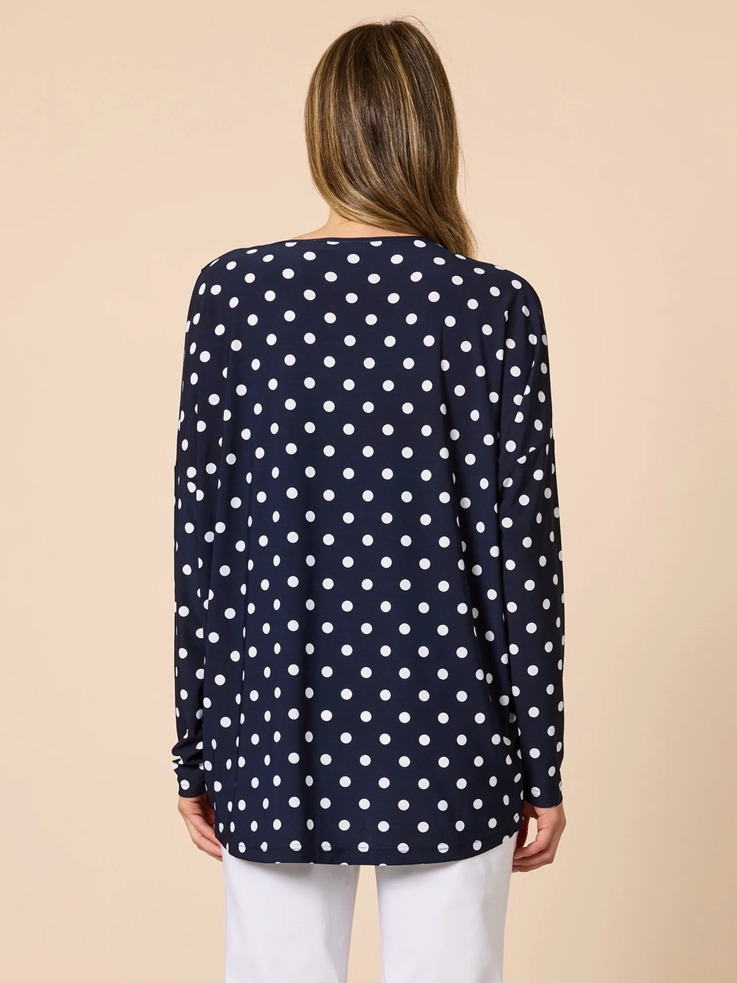 Le Spot Print Pleat Top - Navy/White - Image 4