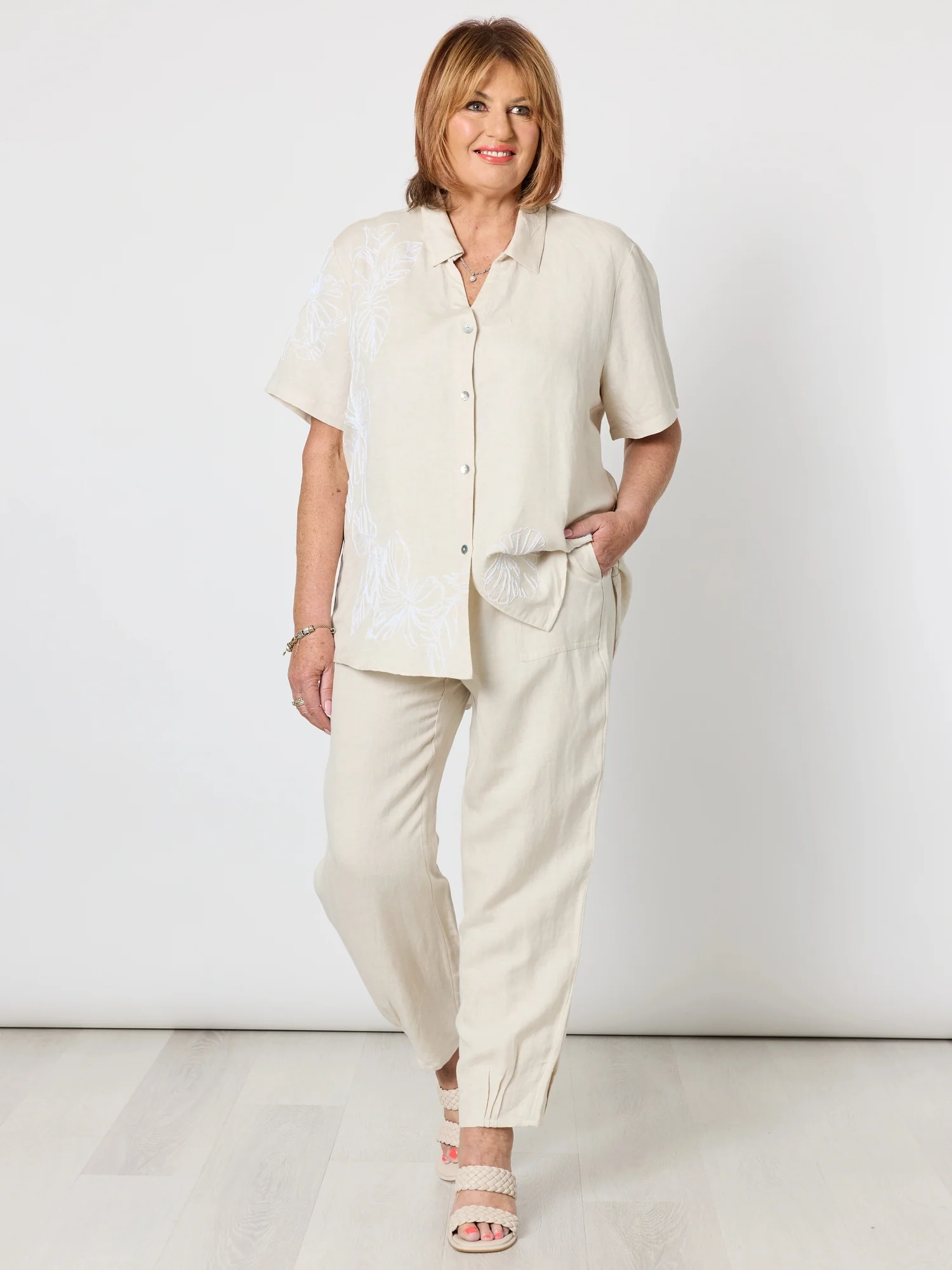 Lino Tapered Pant - Natural - Image 4
