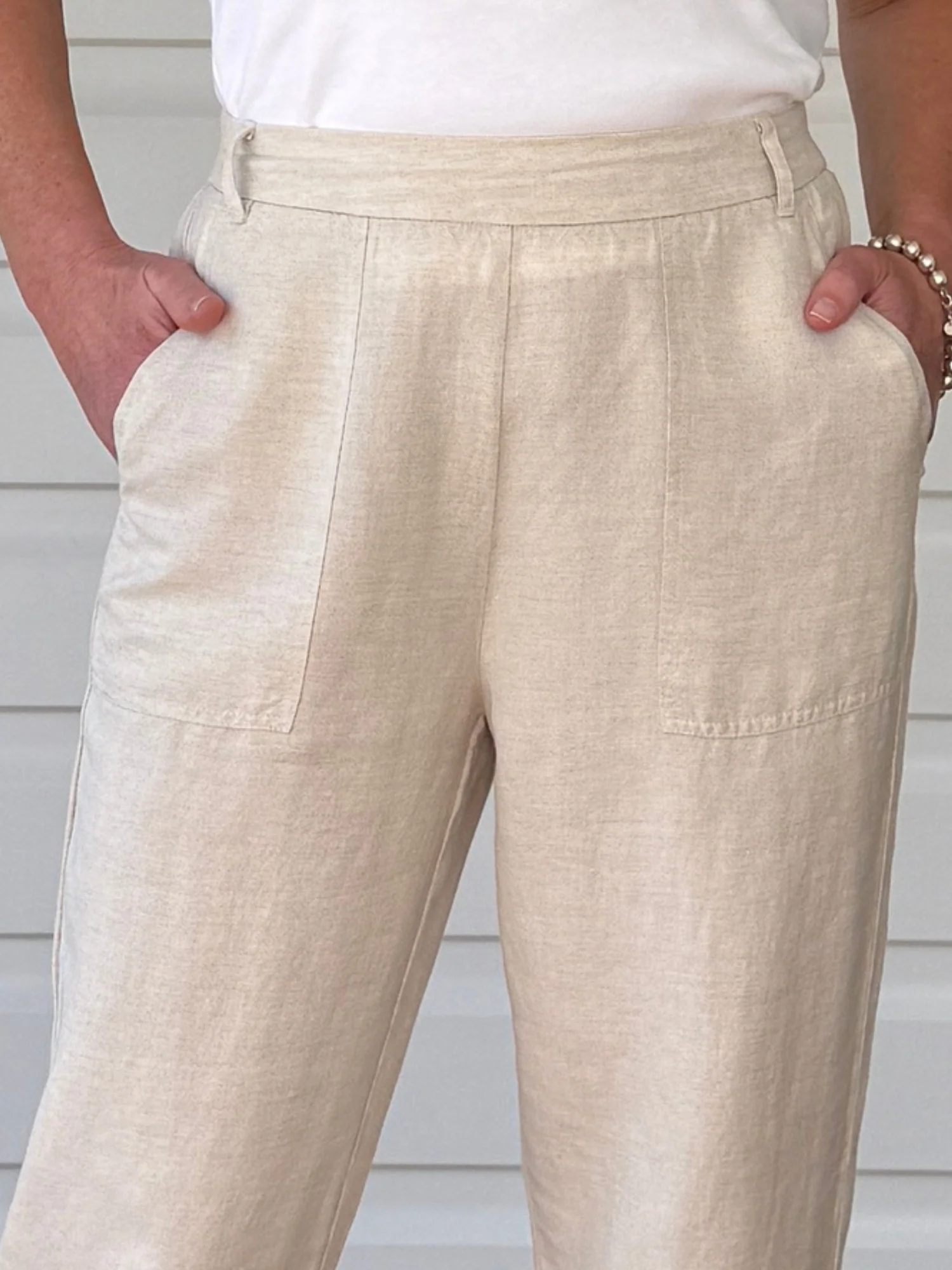 Lino Tapered Pant - Natural - Image 8
