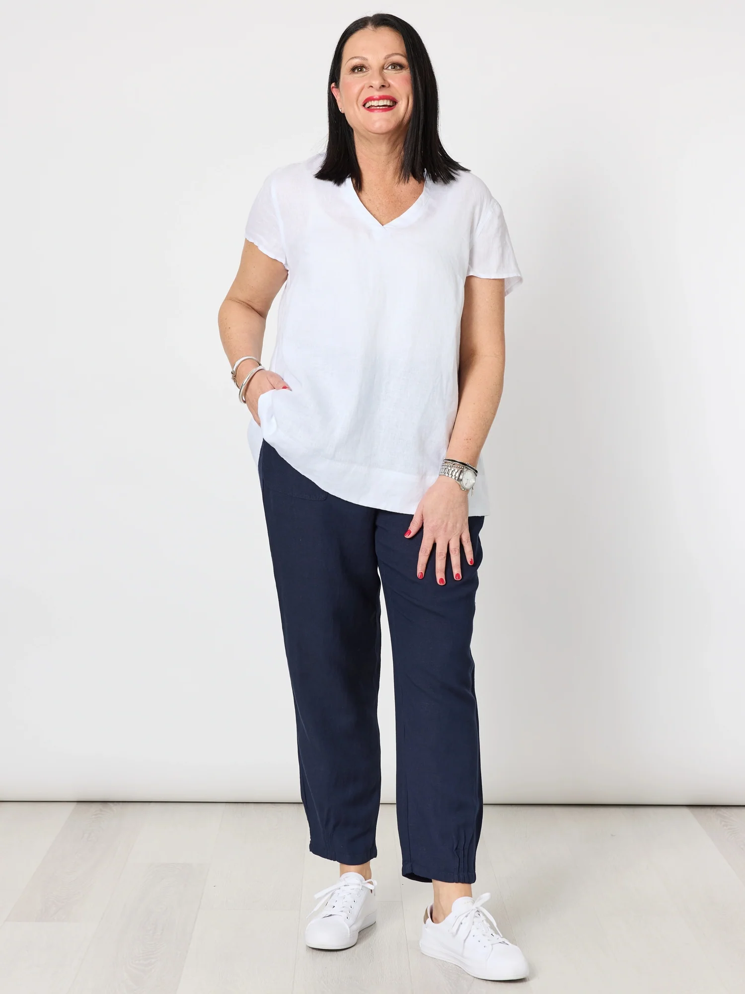 Lino Tapered Pant - Navy - Image 14